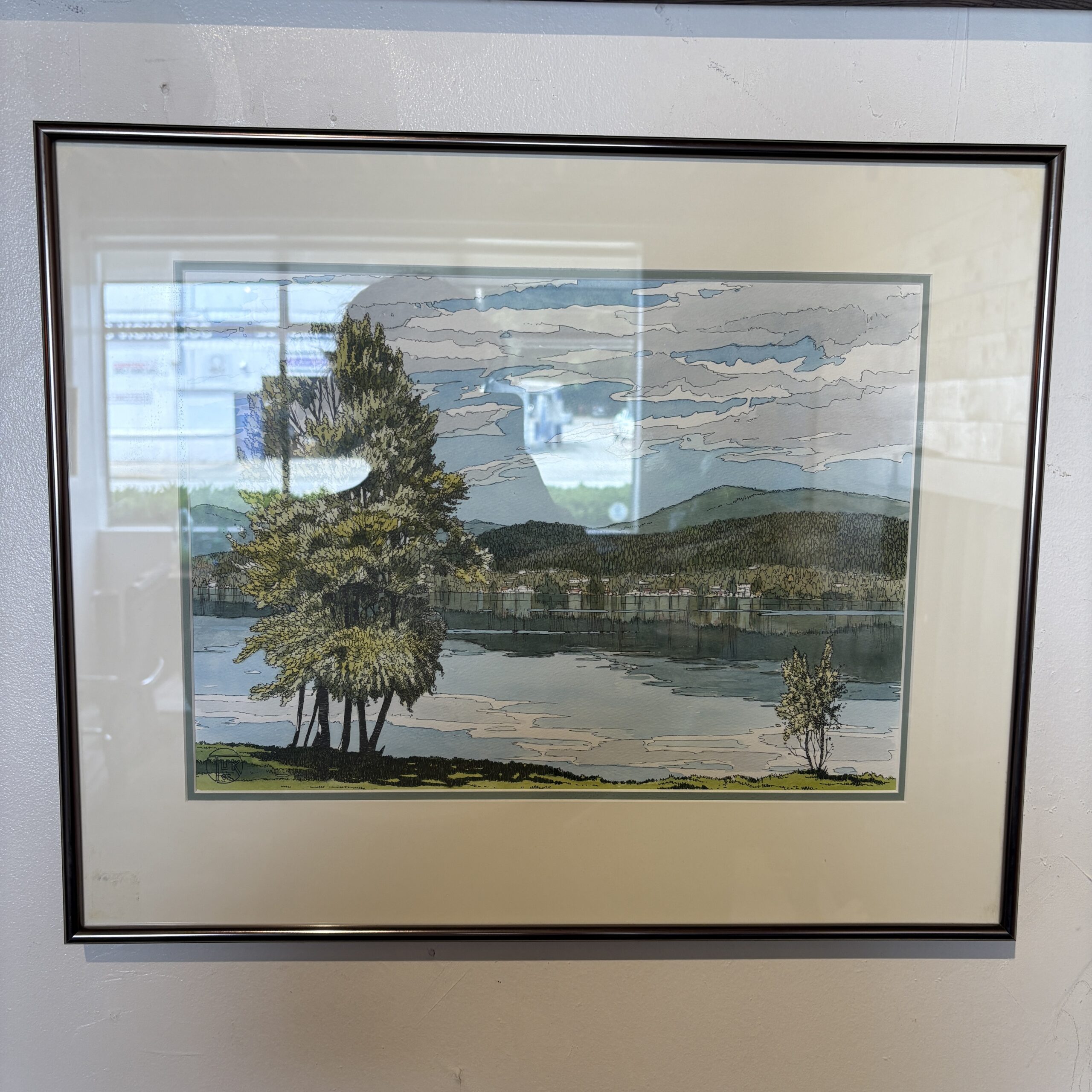 Original Ink &amp; Water-colour Landscape - Coast Consignment