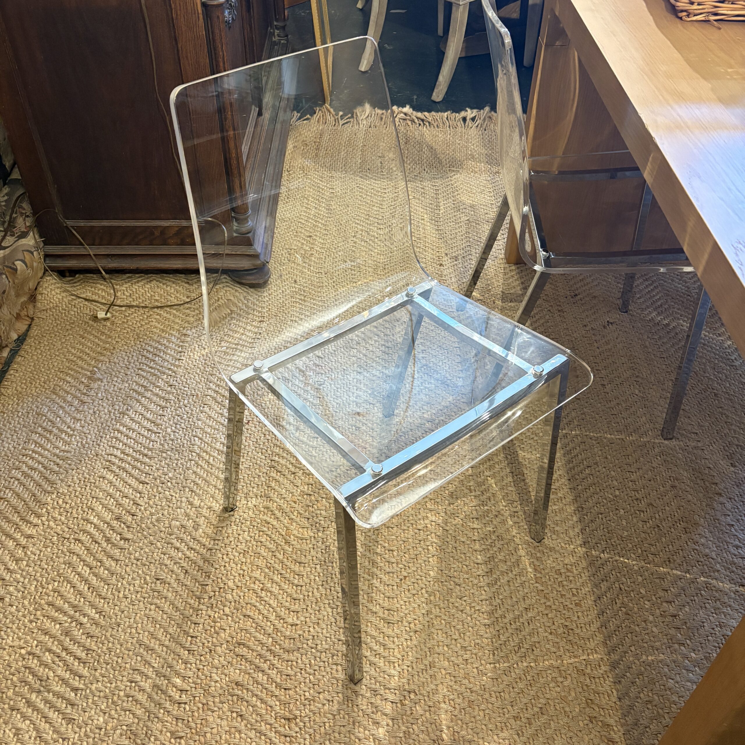 Set of 5 CB2 'Chiaro' Clear Acrylic Dining Chairs - Coast Consignment