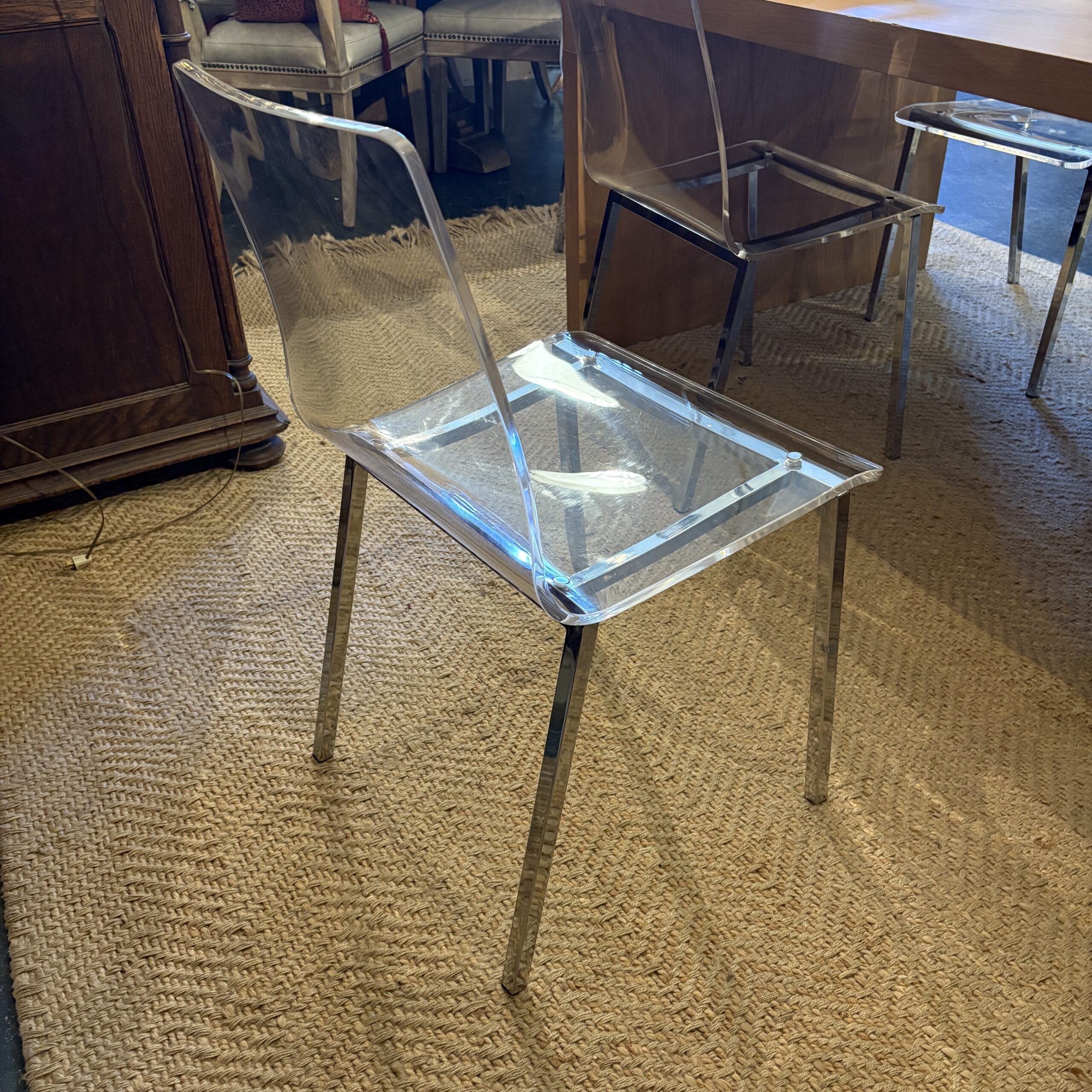 Set of 5 CB2 'Chiaro' Clear Acrylic Dining Chairs - Coast Consignment