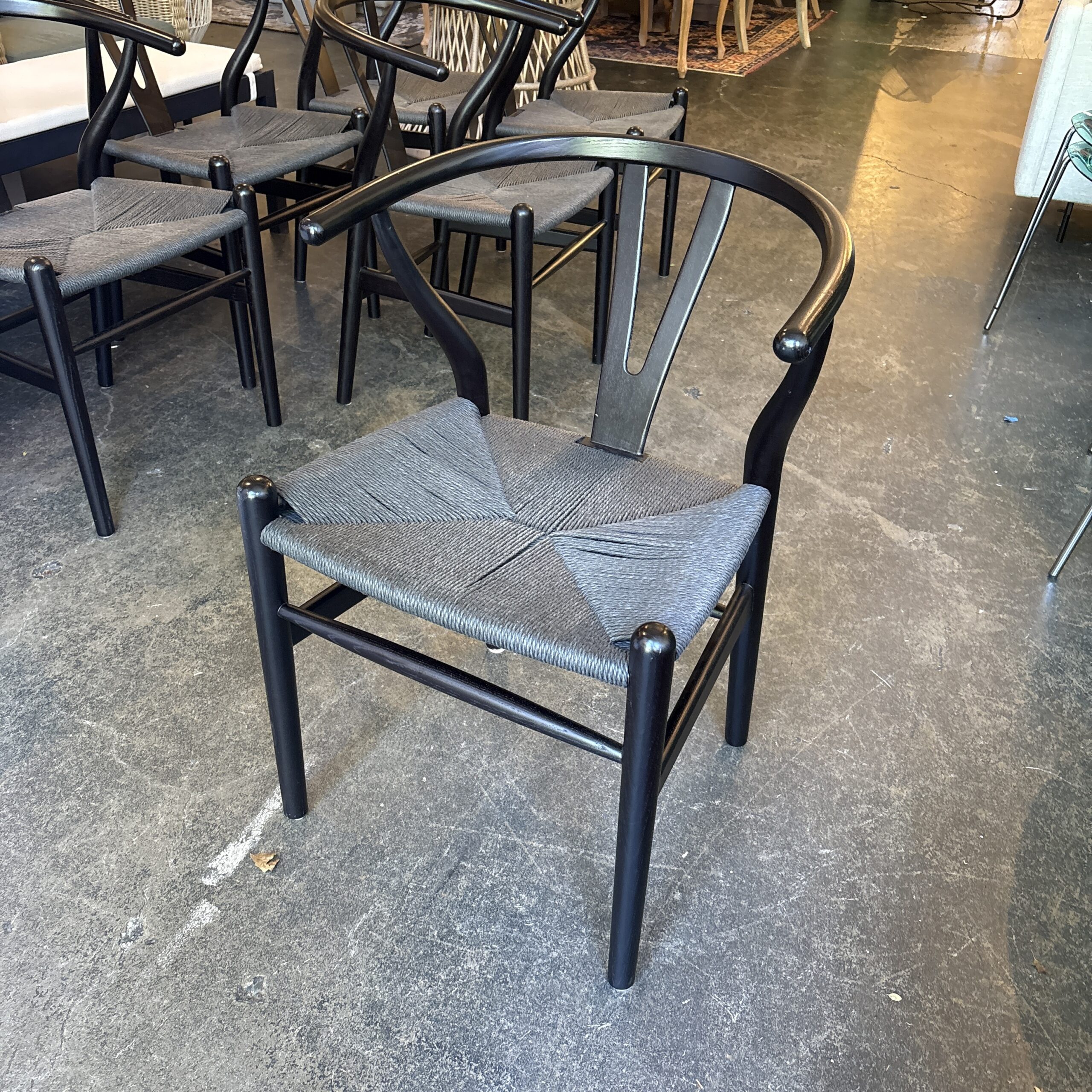 Set of 6 Rove Concepts Black Wishbone Chairs - Coast Consignment