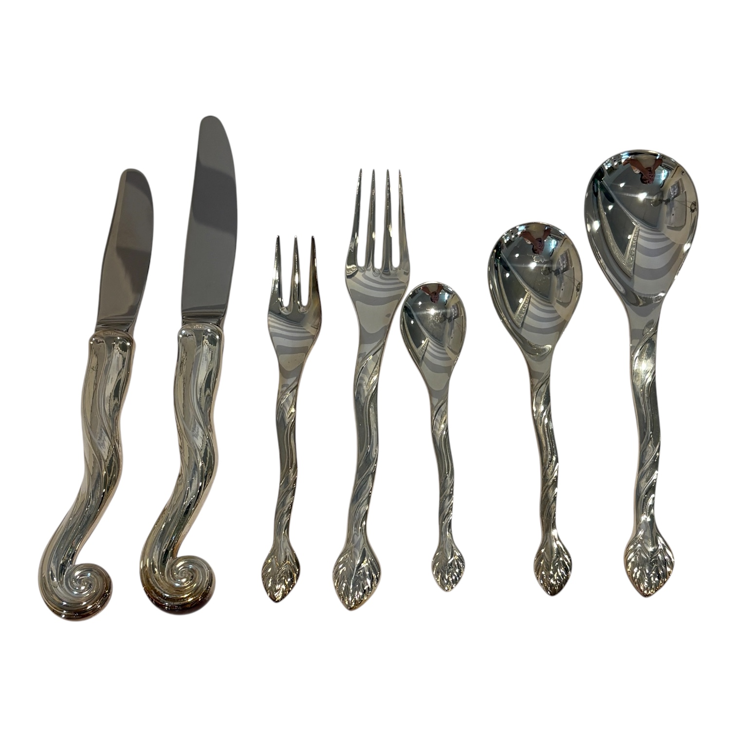 Georg Jensen for Arje Griegst Sterling 'Spira' Flatware Set for 8+ - Coast Consignment