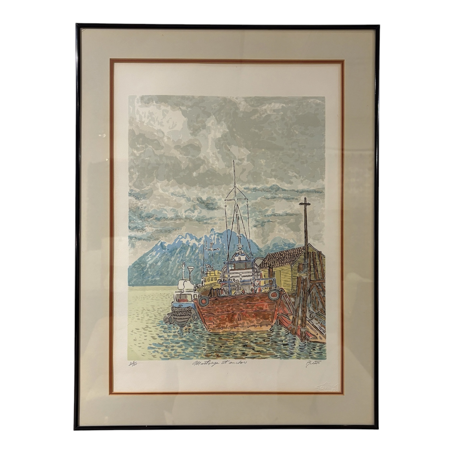 Print "Mastorya at Anchor" Limited Edition Serigraph - Coast Consignment