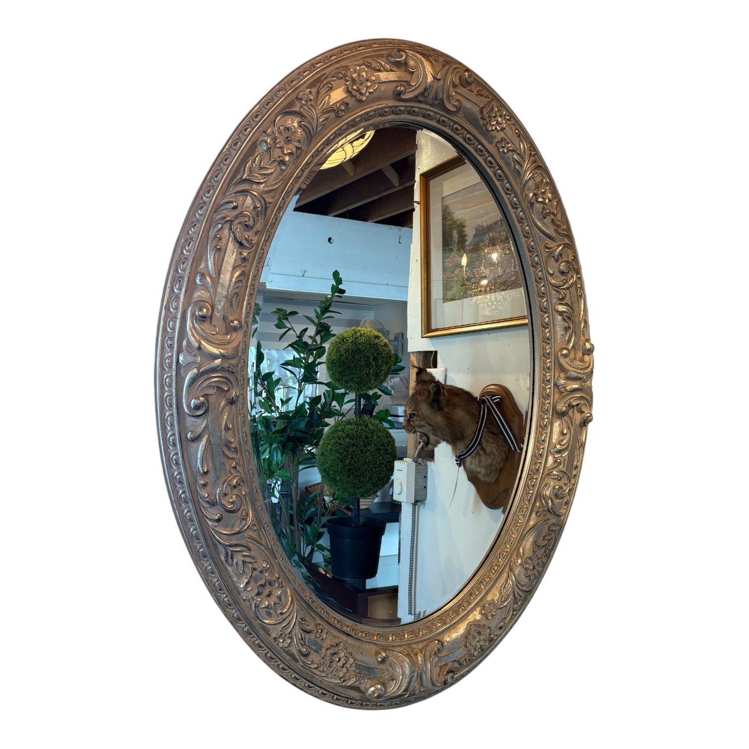 Silver Framed Oval Mirror - Coast Consignment