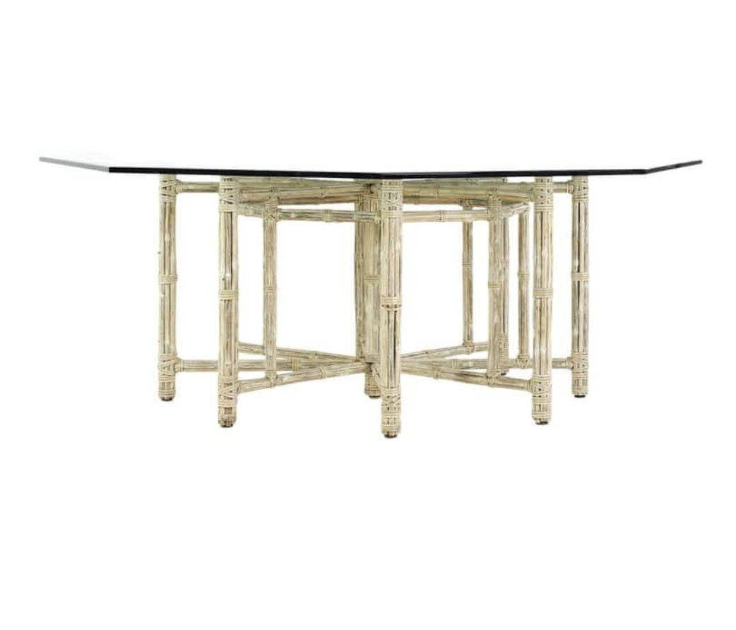 Vintage McGuire Hexagonal Bamboo &amp; Glass Dining Table - Coast Consignment - image 1