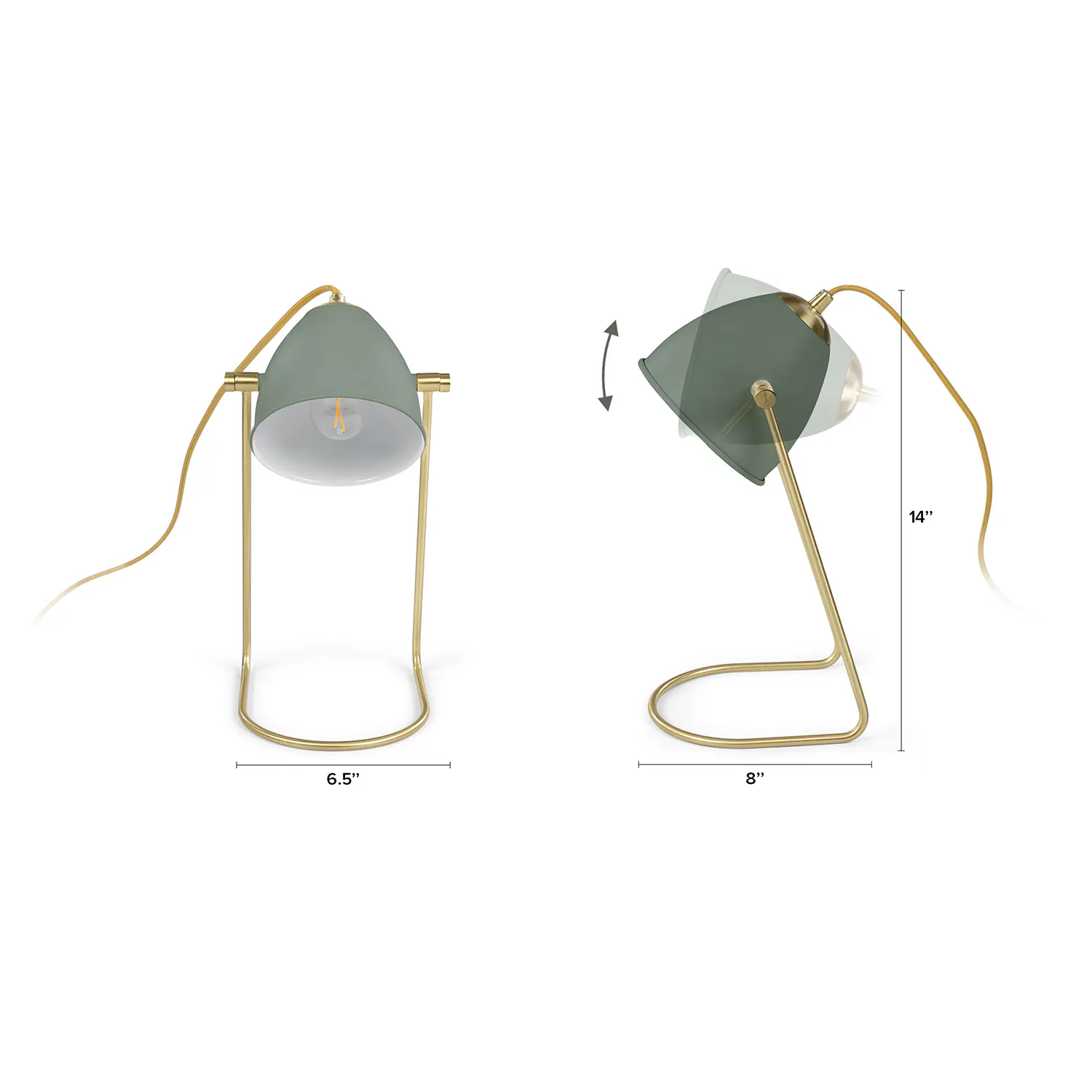 Green &amp; Brass Table Lamp - Coast Consignment