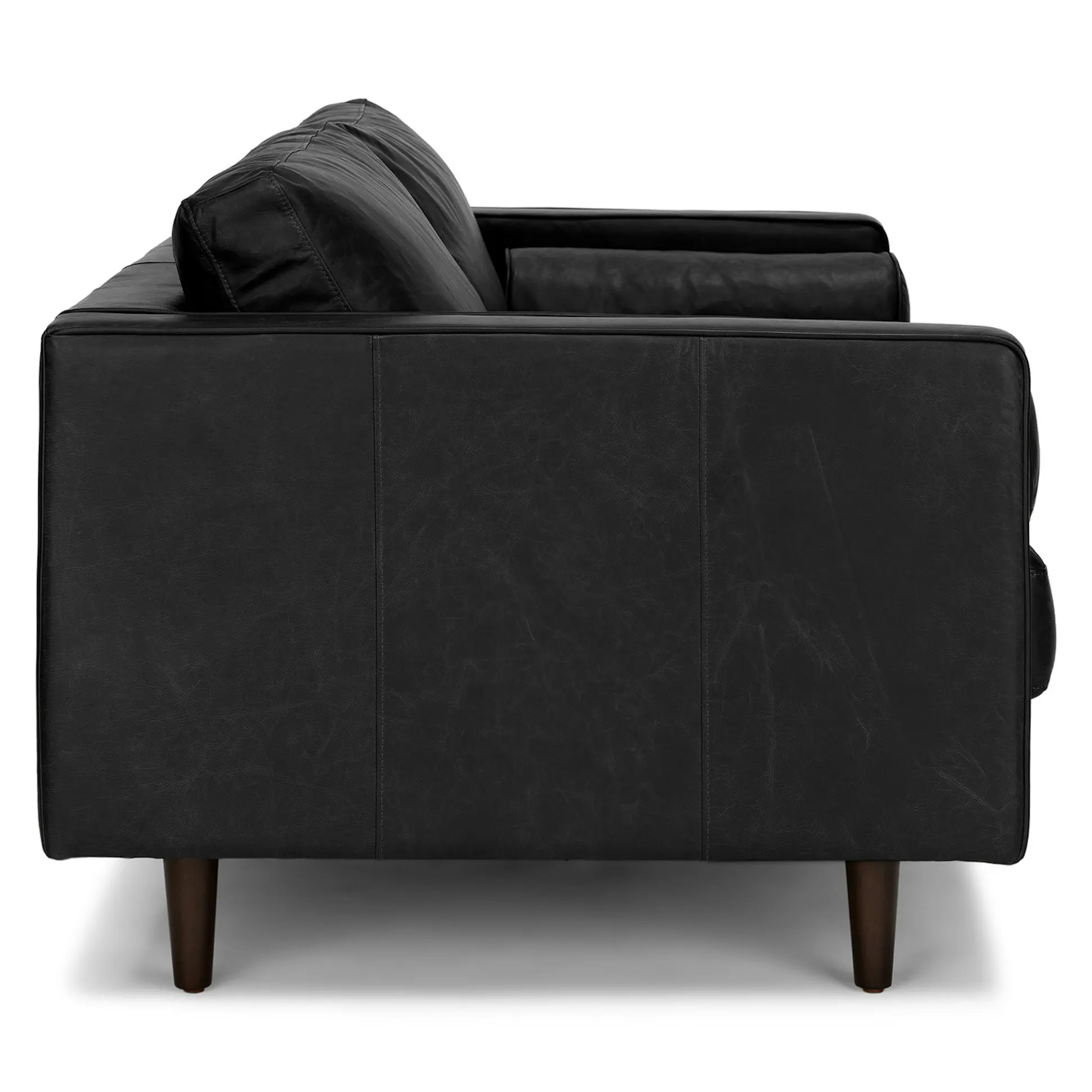 Oxford Black 88" Tufted Leather Sofa - Coast Consignment