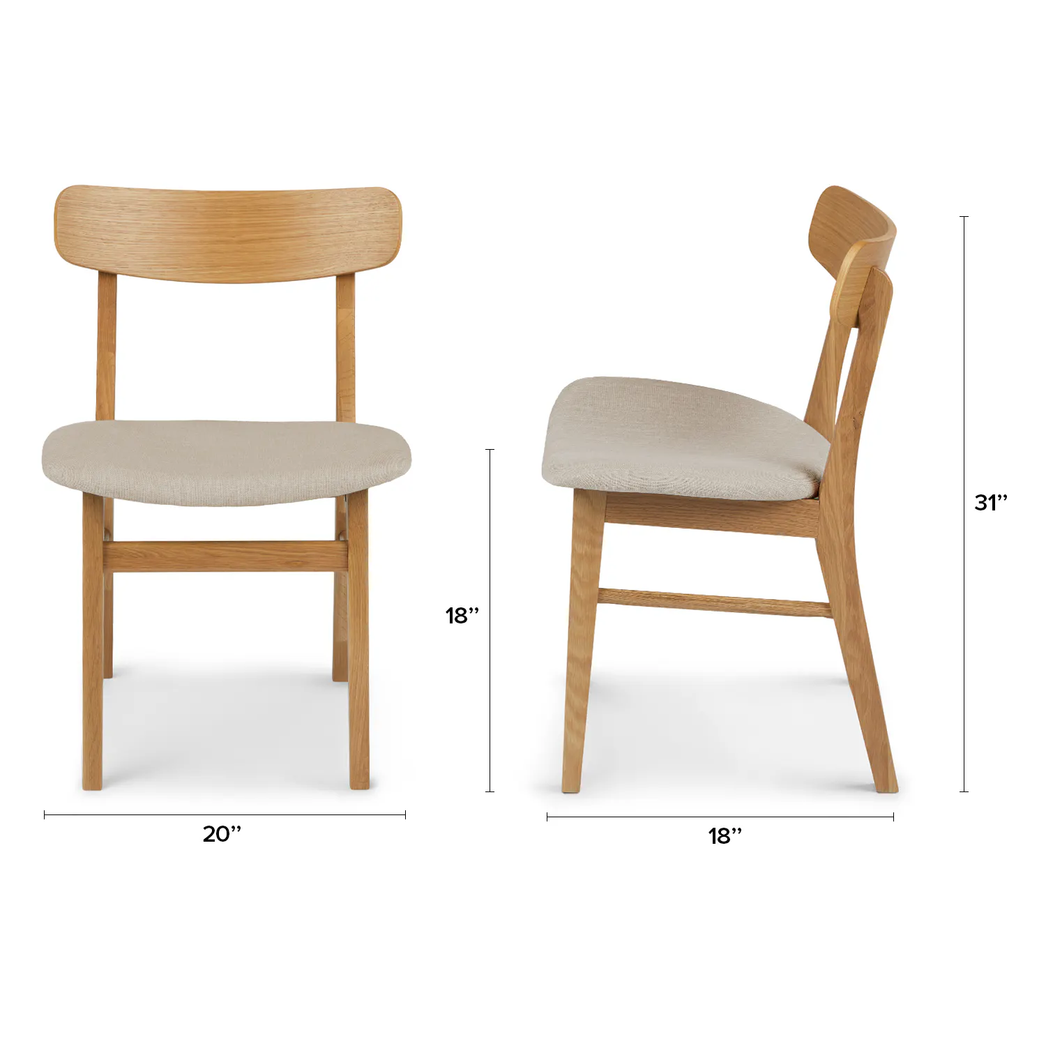 Set of 8 Oak &amp; Welsh Taupe Dining Chairs - Coast Consignment