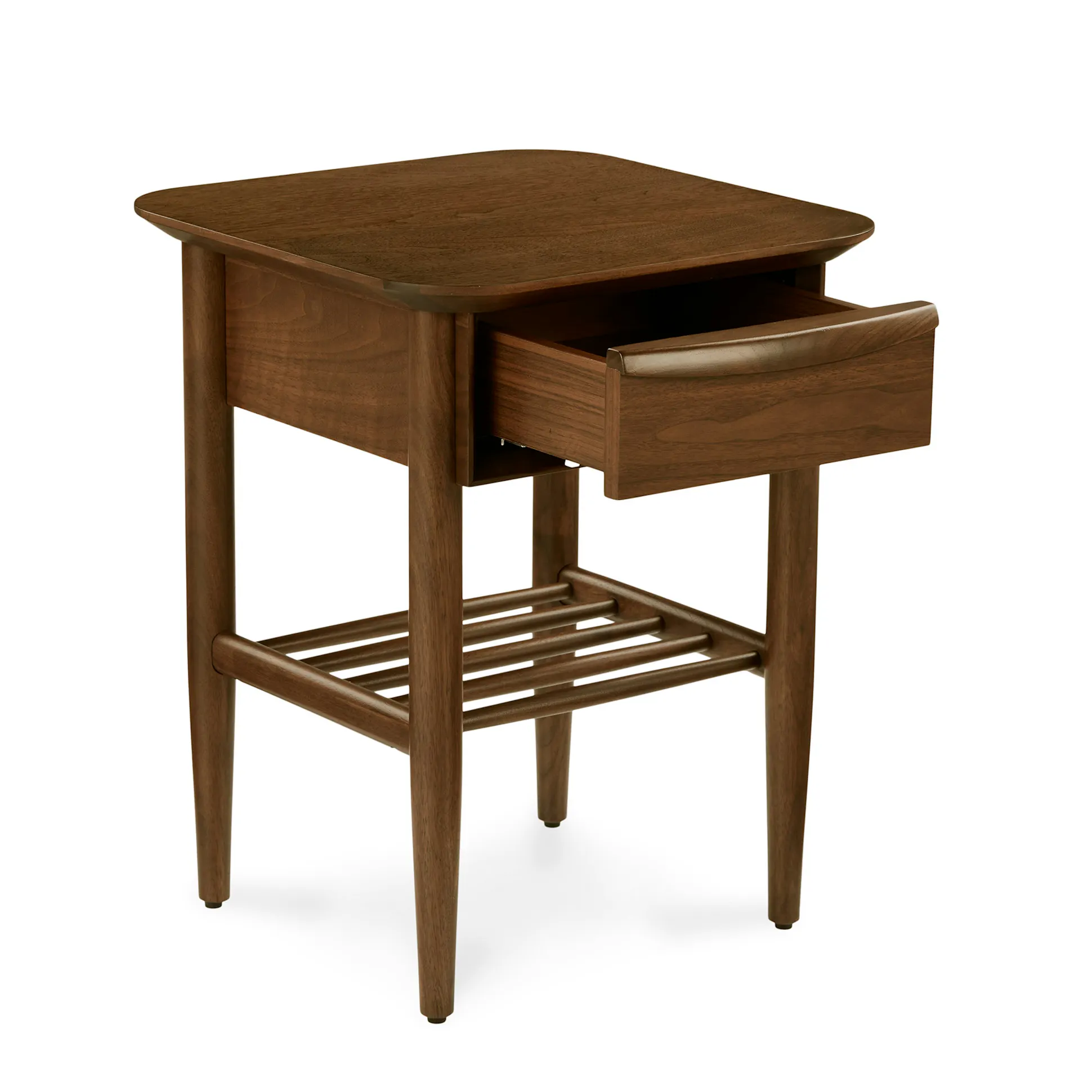 Walnut Storage Side Table - Coast Consignment