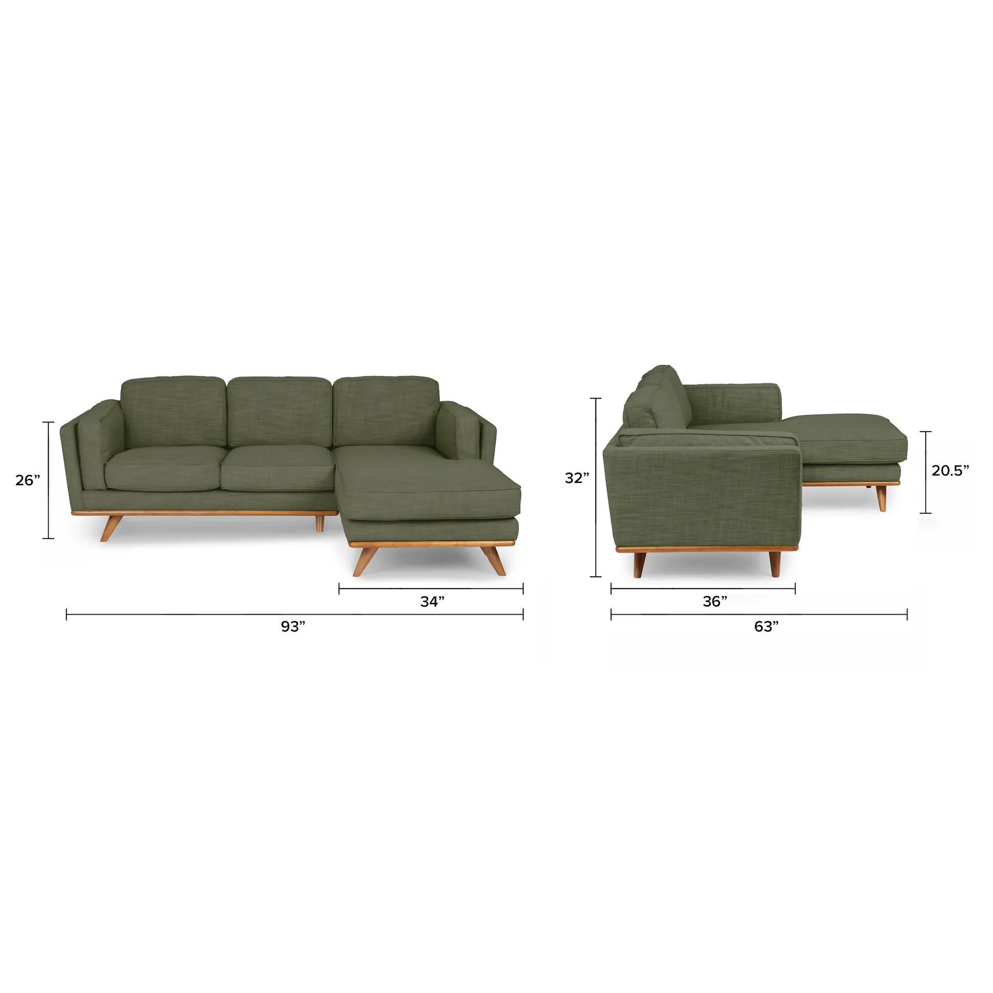 Olio Green 93" Right Sectional - Coast Consignment