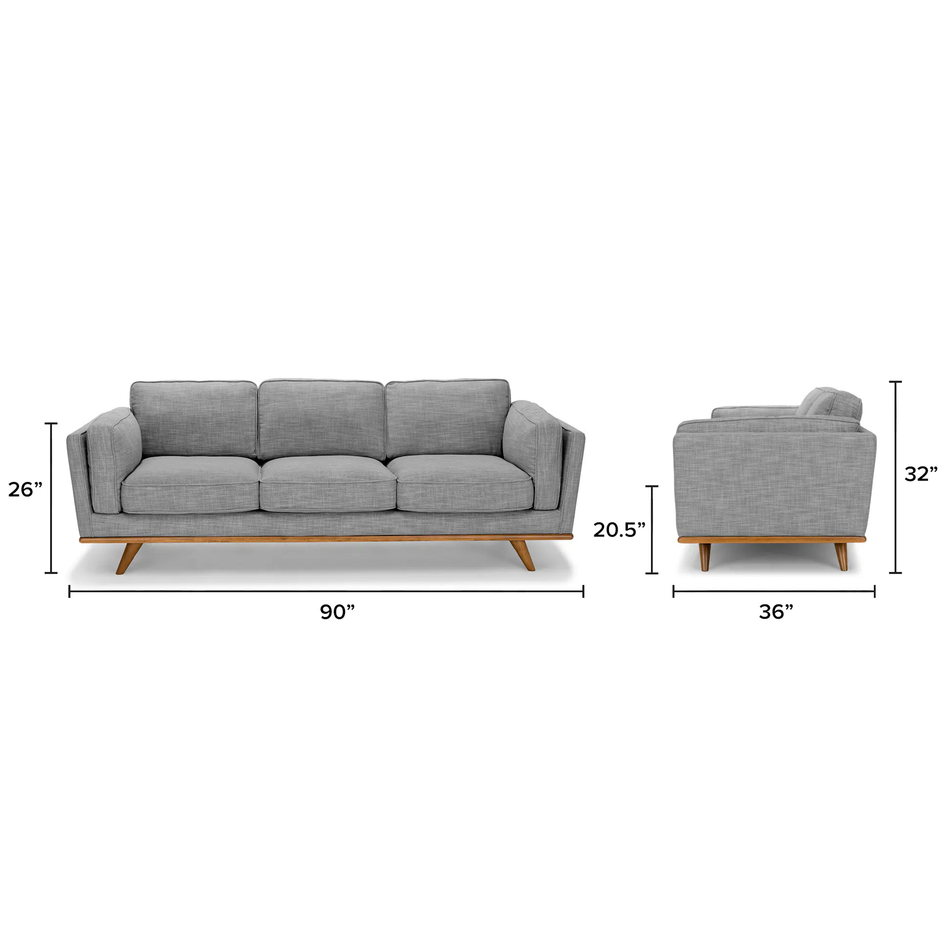 Article Timber 90" Sofa in Pebble Gray