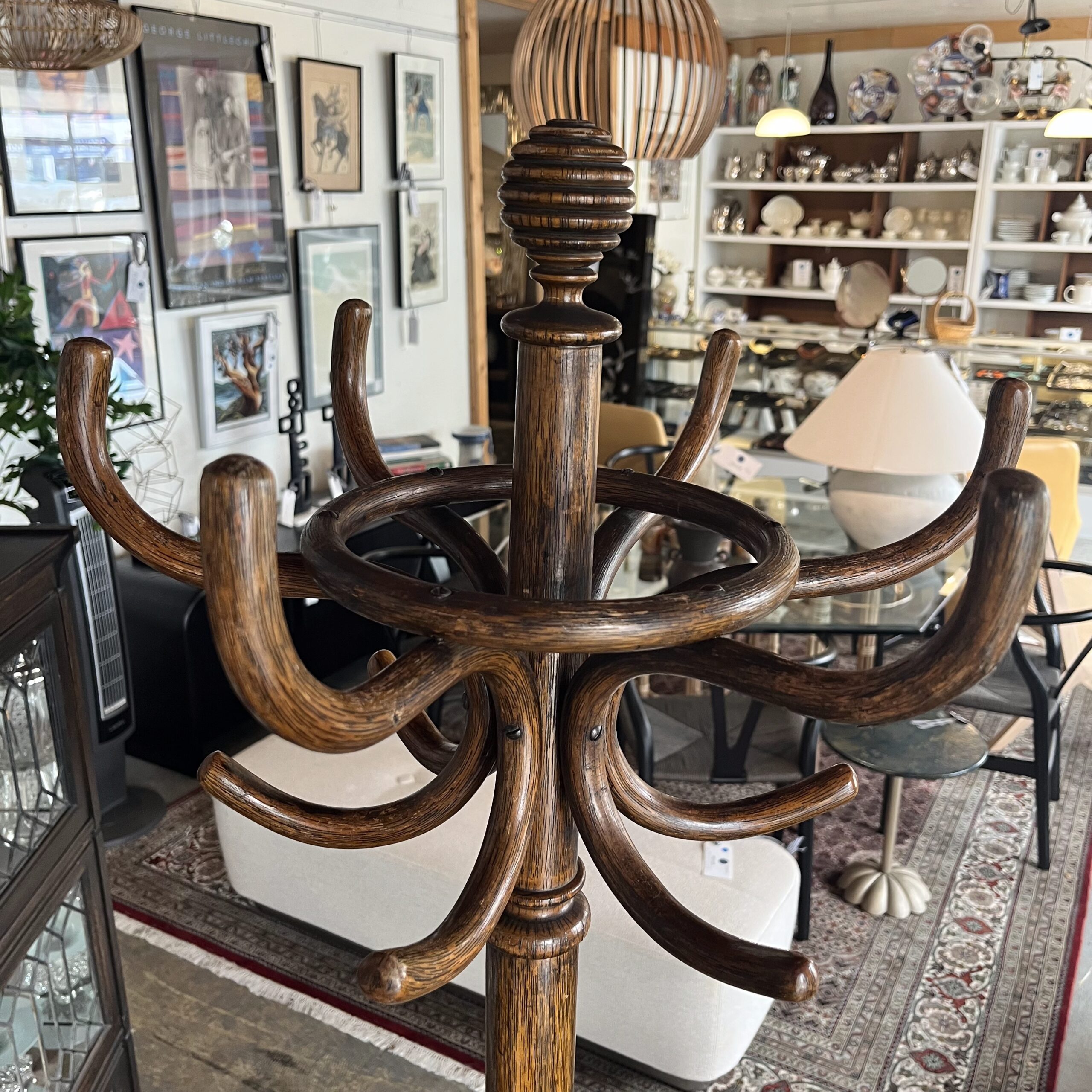 Antique Oak Coat Tree - Coast Consignment