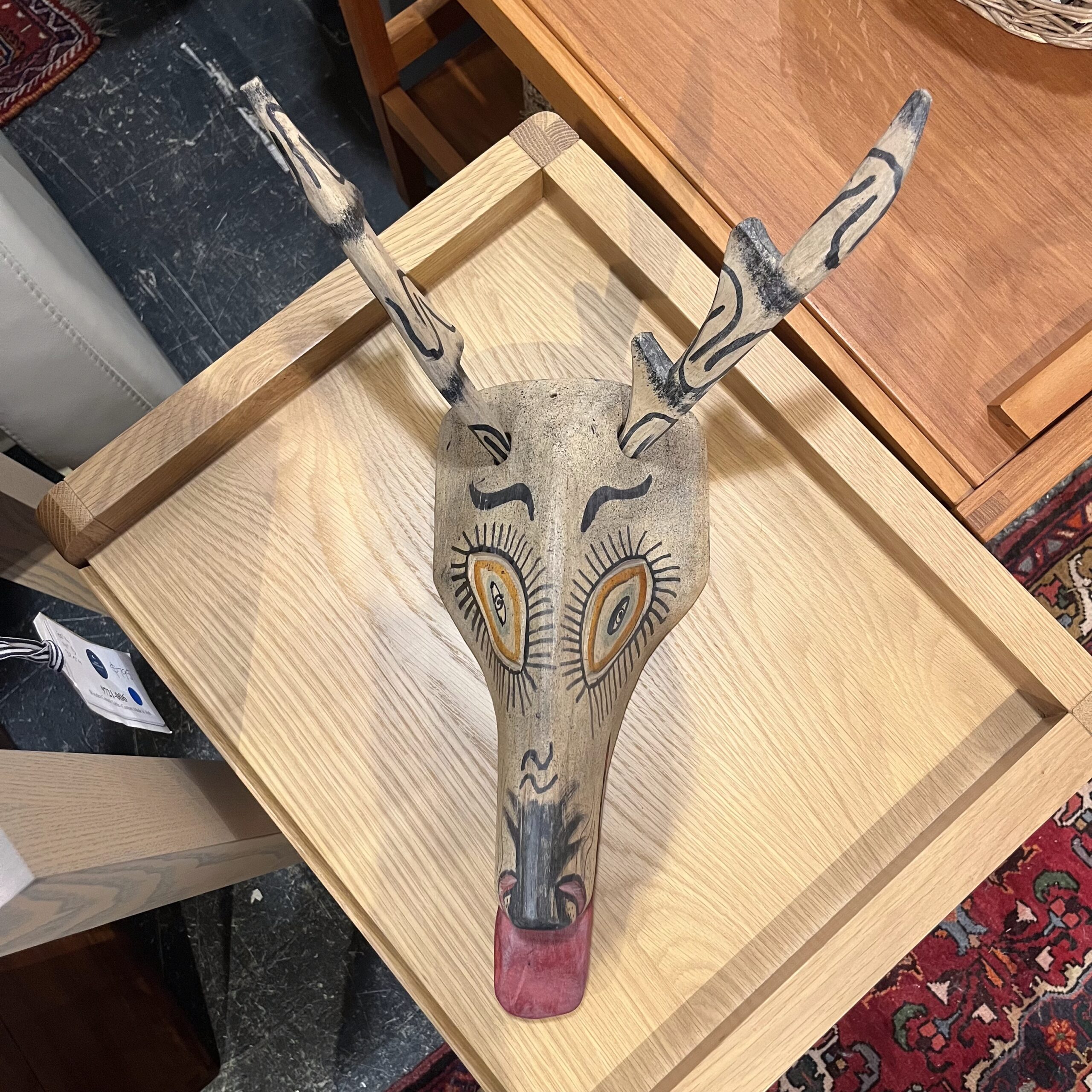 Handpainted Folk Art Deer Mask - Coast Consignment