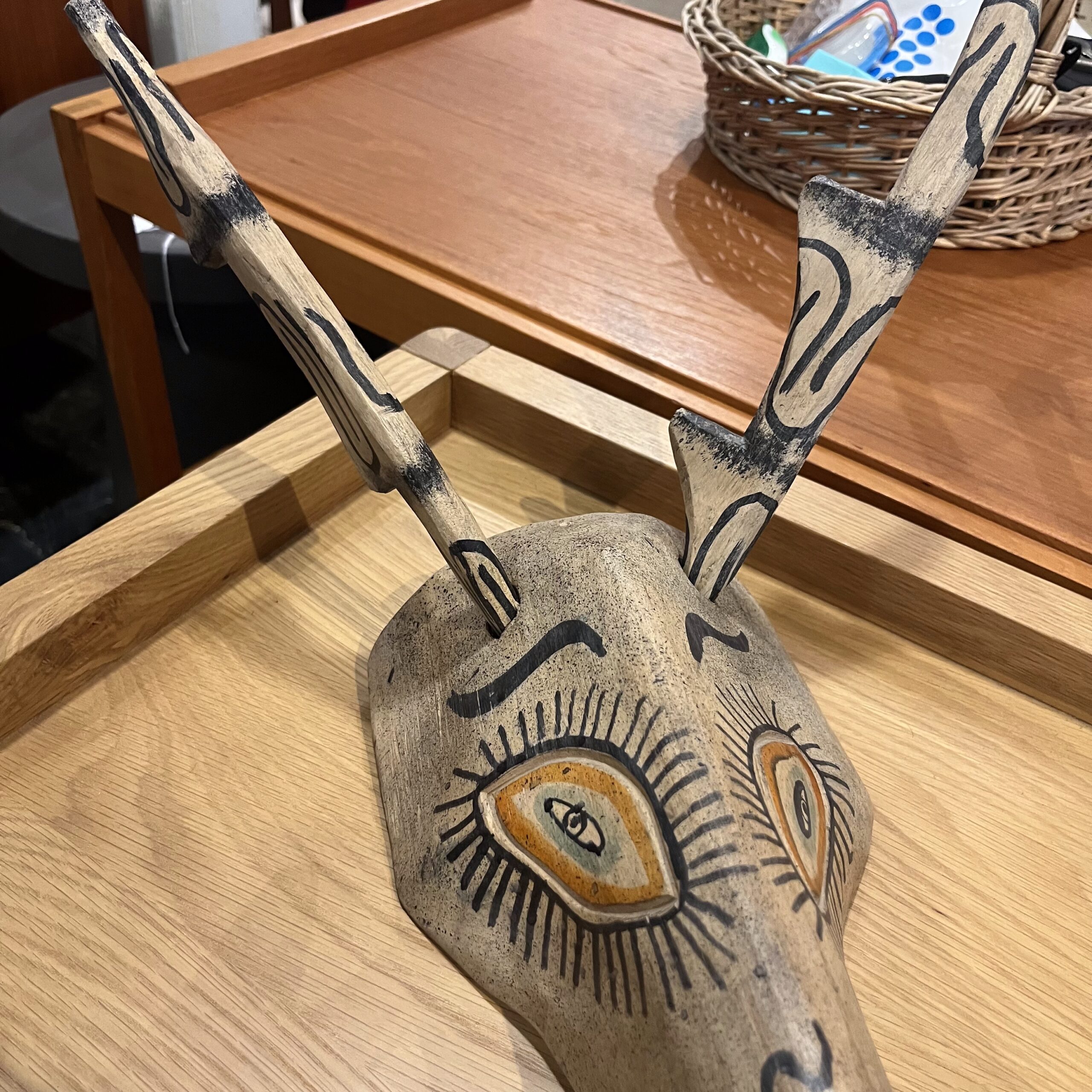 Handpainted Folk Art Deer Mask - Coast Consignment