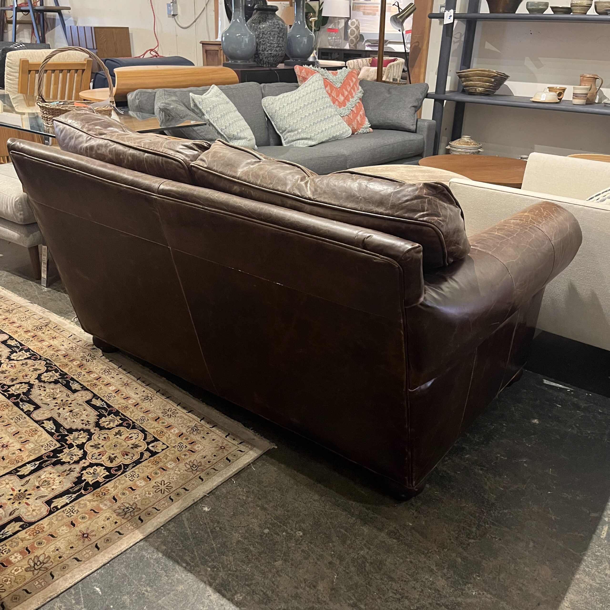 RH 'Lancaster' Leather Loveseat - Coast Consignment