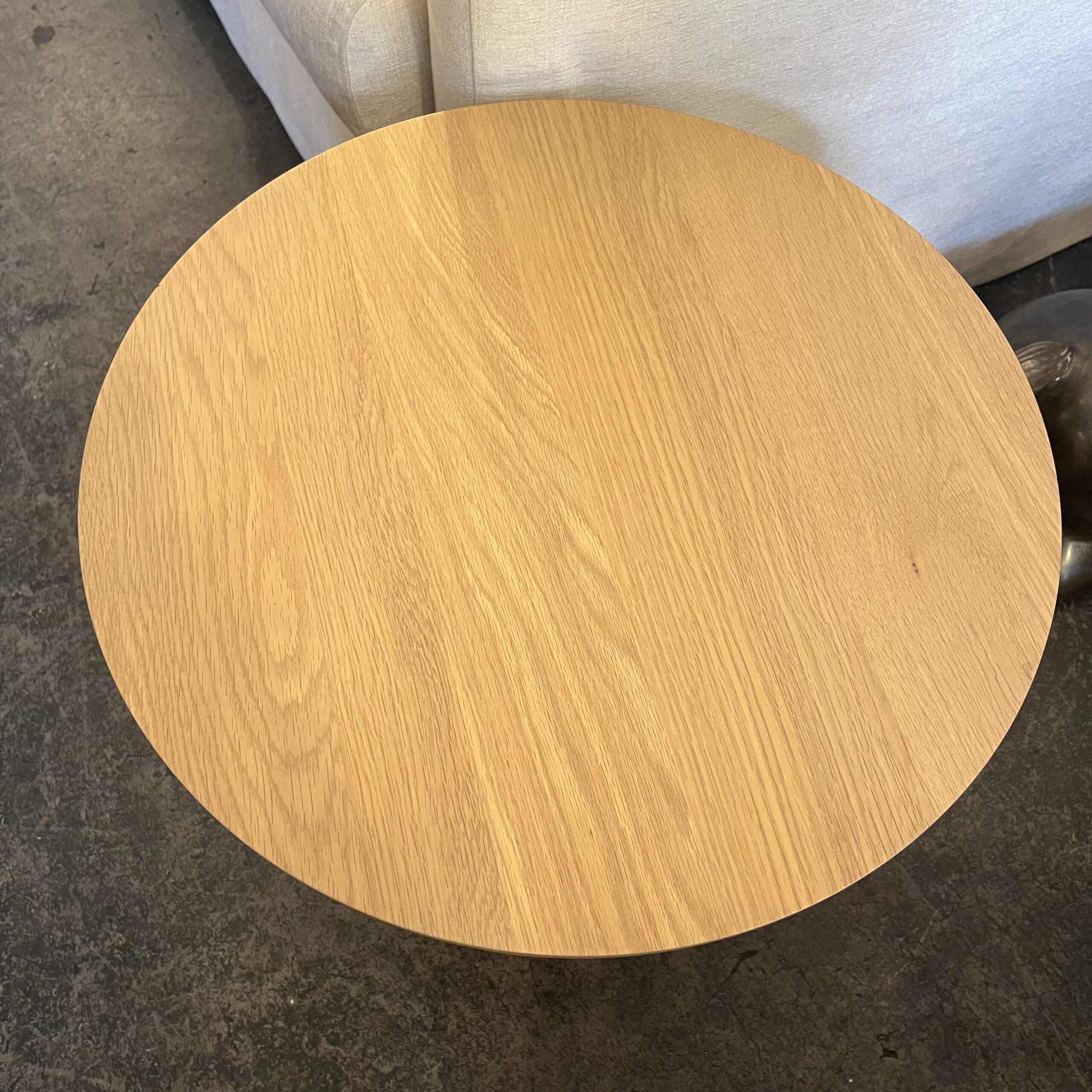 Round White Oak Side Table - Coast Consignment