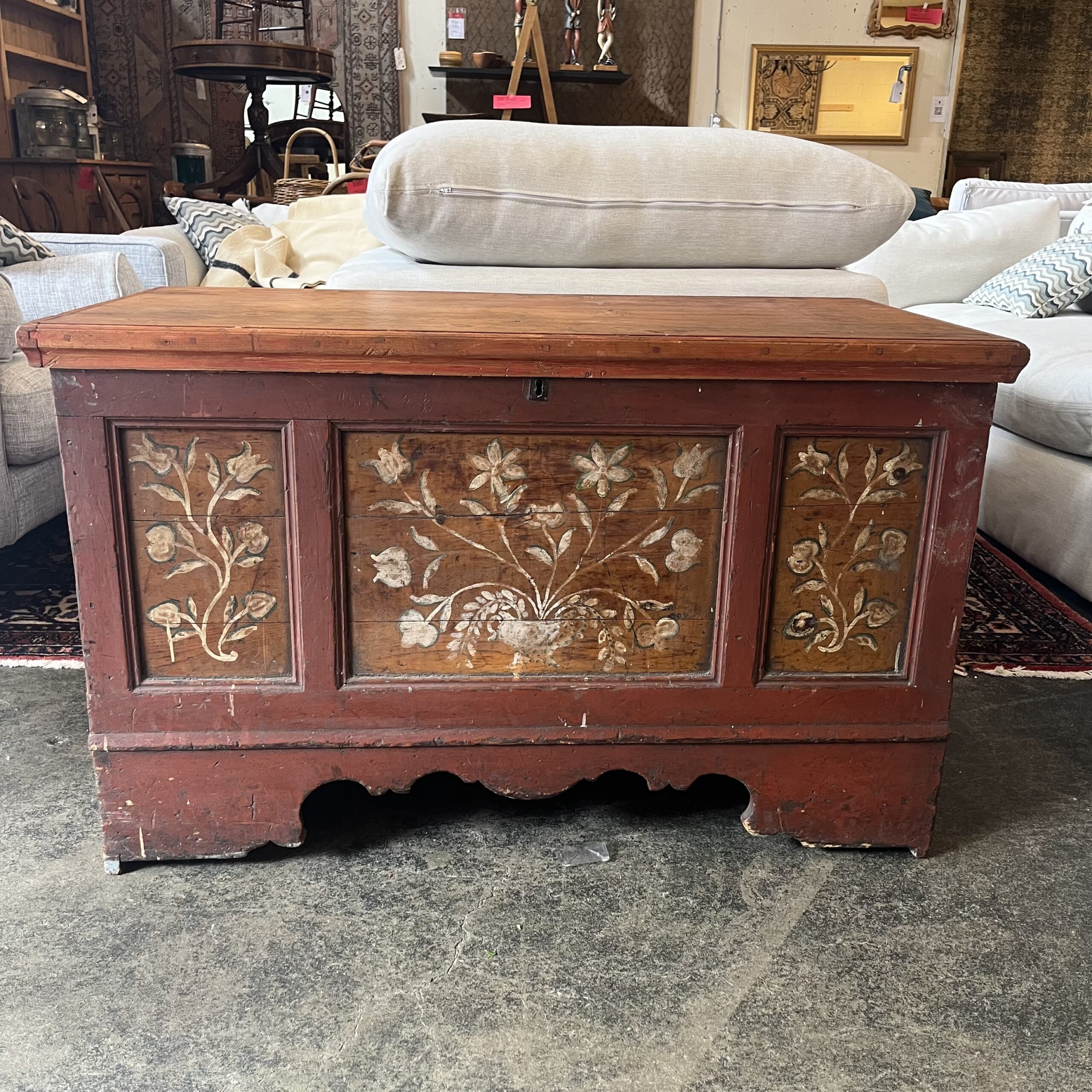 Antique Pine Painted Chest - Coast Consignment