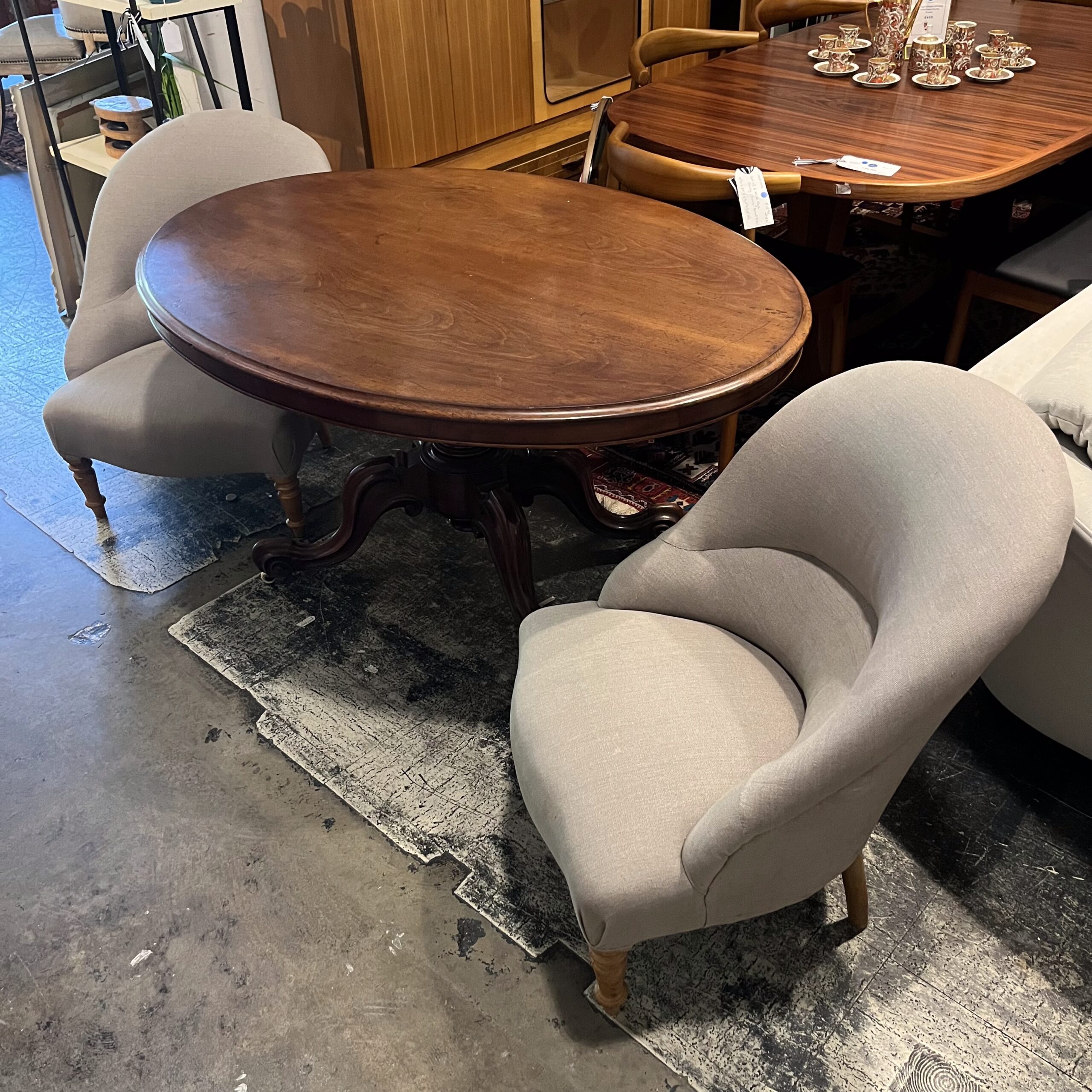 Pair of Antique French Tub Chairs - Coast Consignment