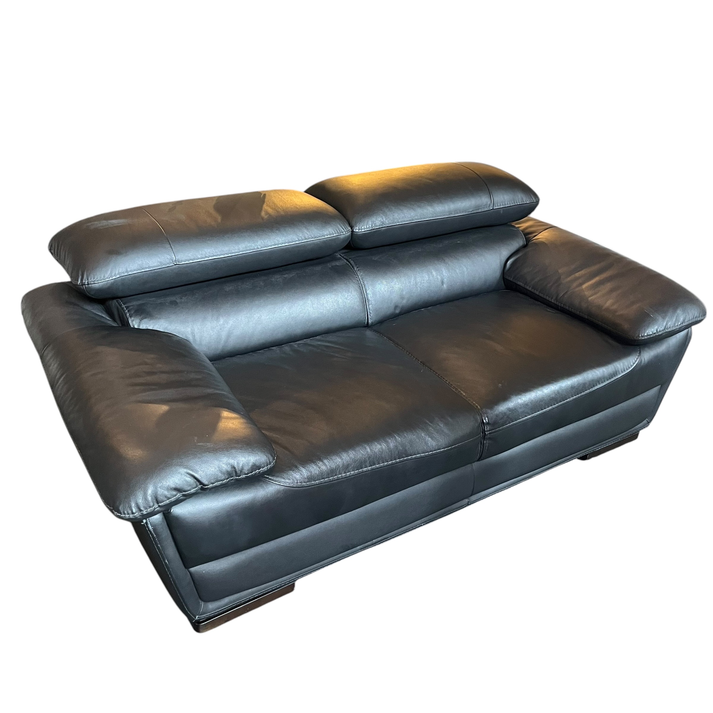 Black Leather Sofa with Adjustable Headrests - Coast Consignment