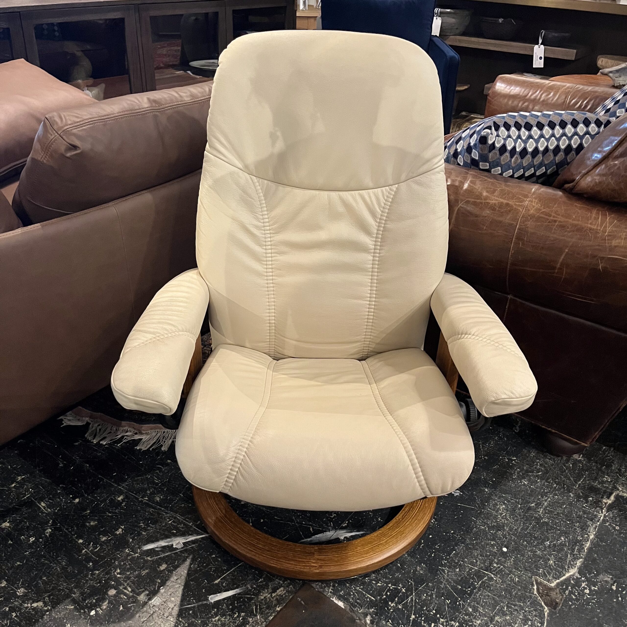 Ekornes Stressless Leather Classic Recliner with Ottoman - Coast Consignment