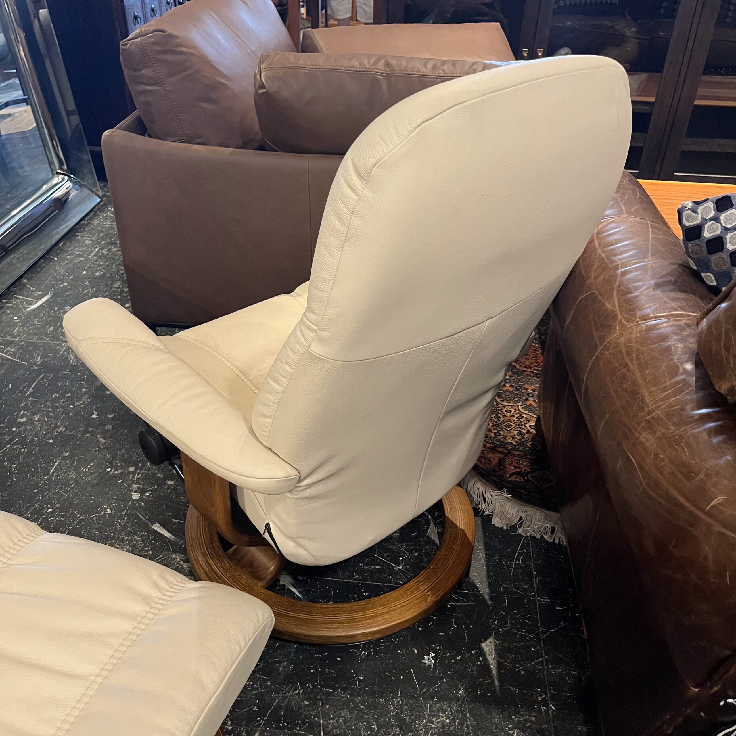 Ekornes Stressless Leather Classic Recliner with Ottoman - Coast Consignment