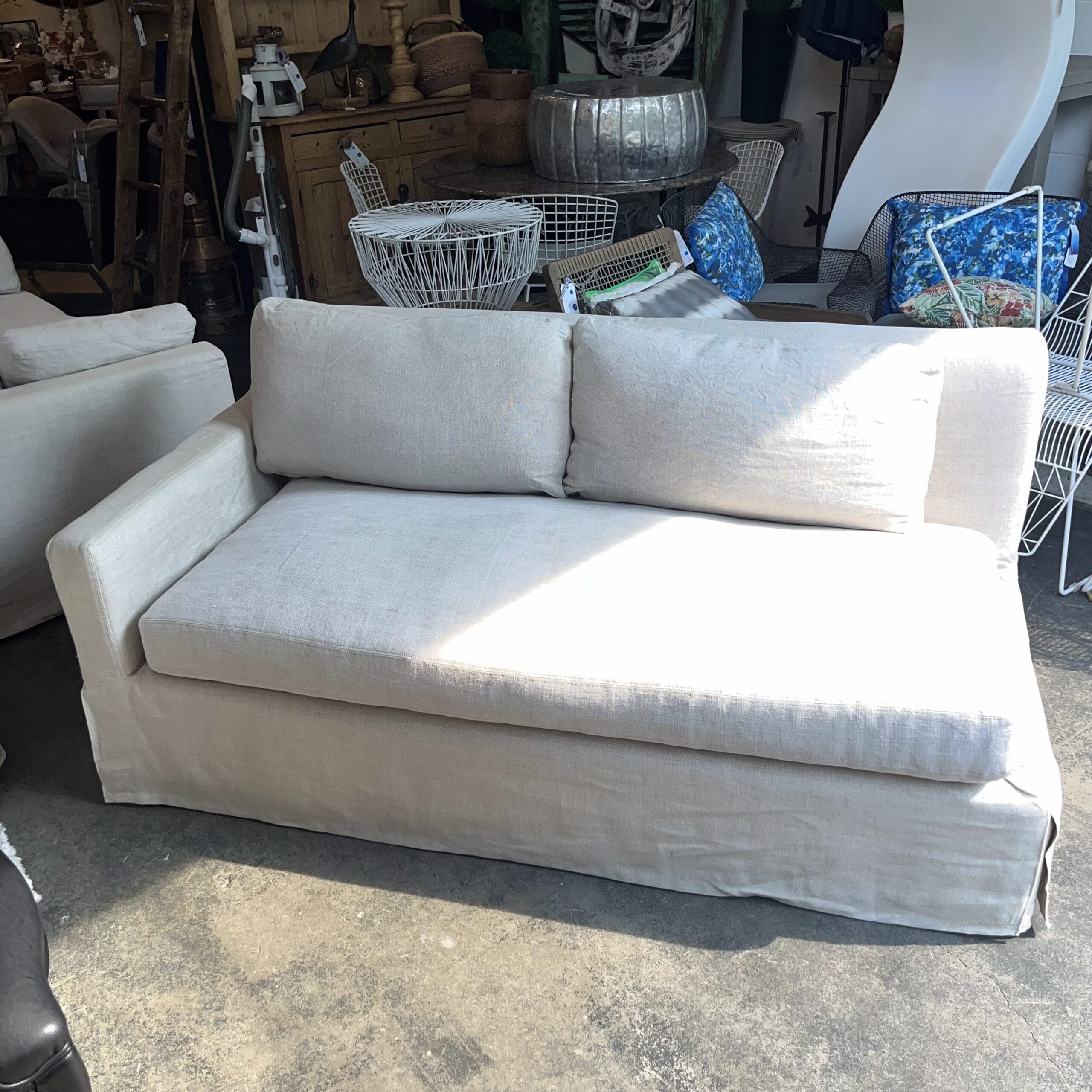RH Belgian Linen Single Arm Sofa - Coast Consignment