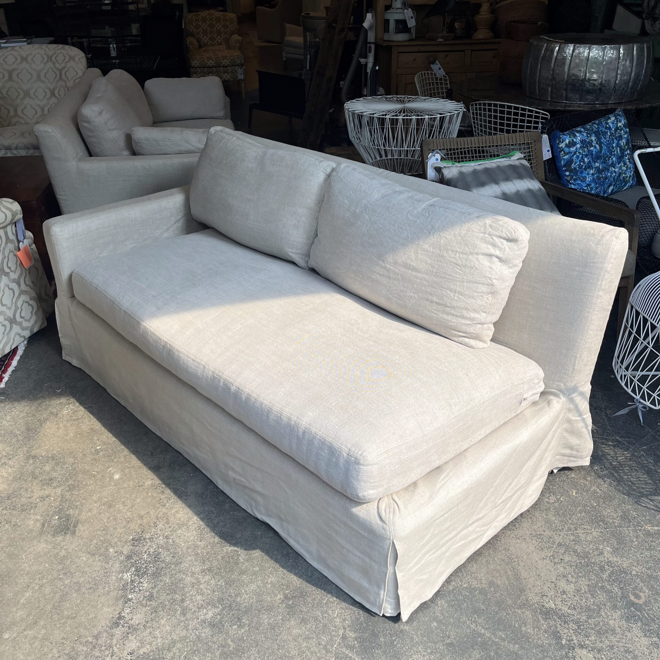 RH Belgian Linen Single Arm Sofa - Coast Consignment