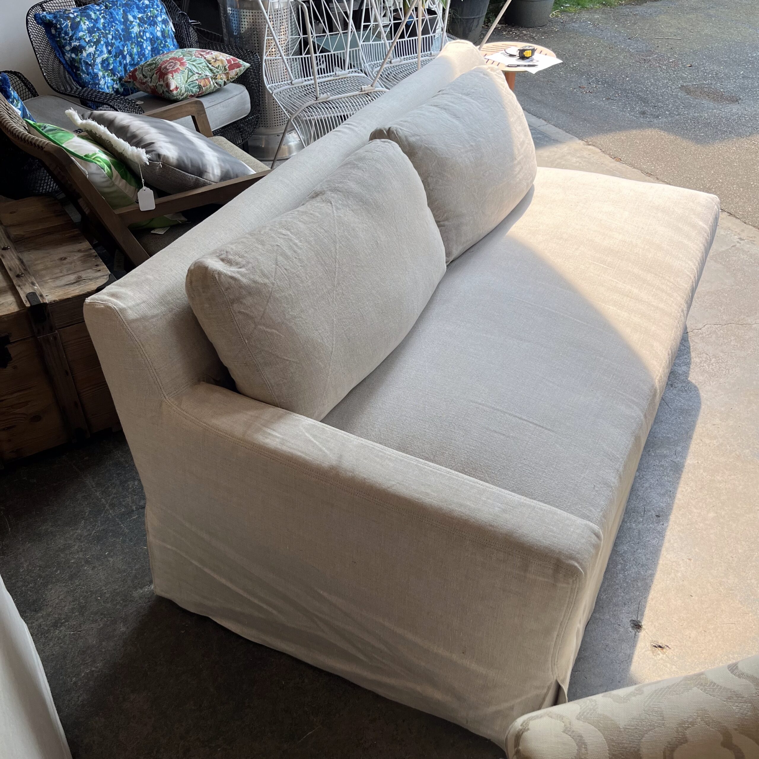 RH Belgian Linen Single Arm Sofa - Coast Consignment