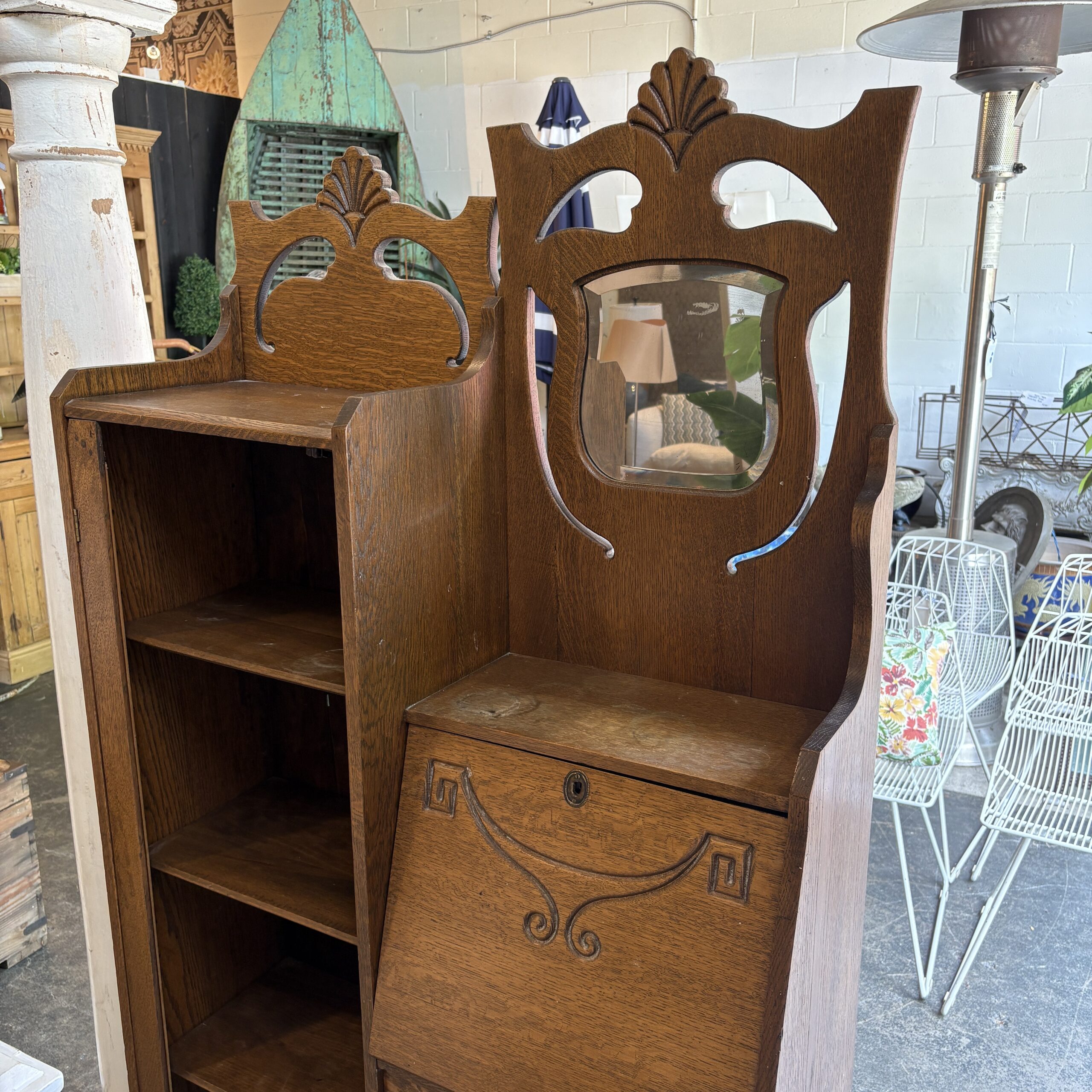 Antique Victorian Secrétaire Desk with Bookcase - Coast Consignment