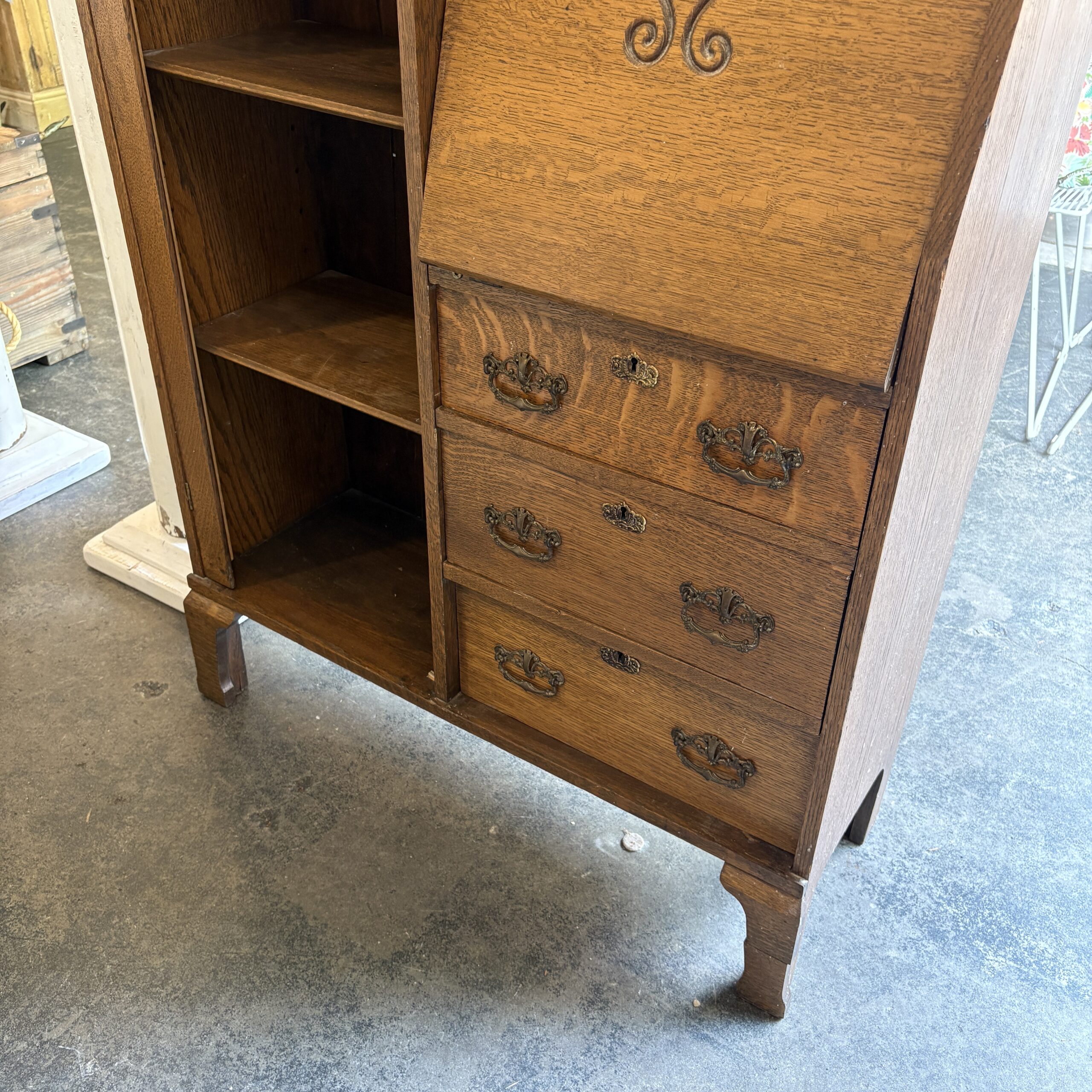 Antique Victorian Secrétaire Desk with Bookcase - Coast Consignment