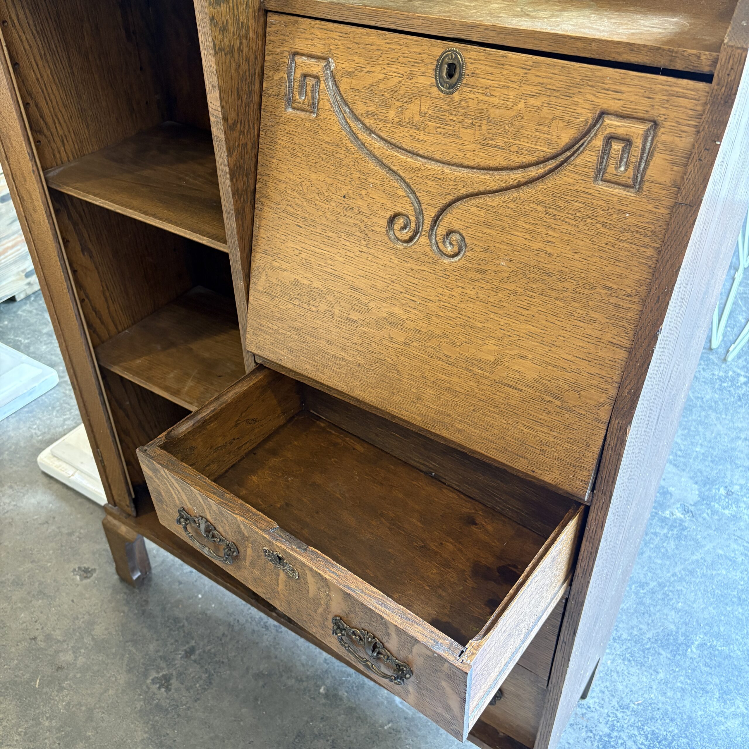 Antique Victorian Secrétaire Desk with Bookcase - Coast Consignment