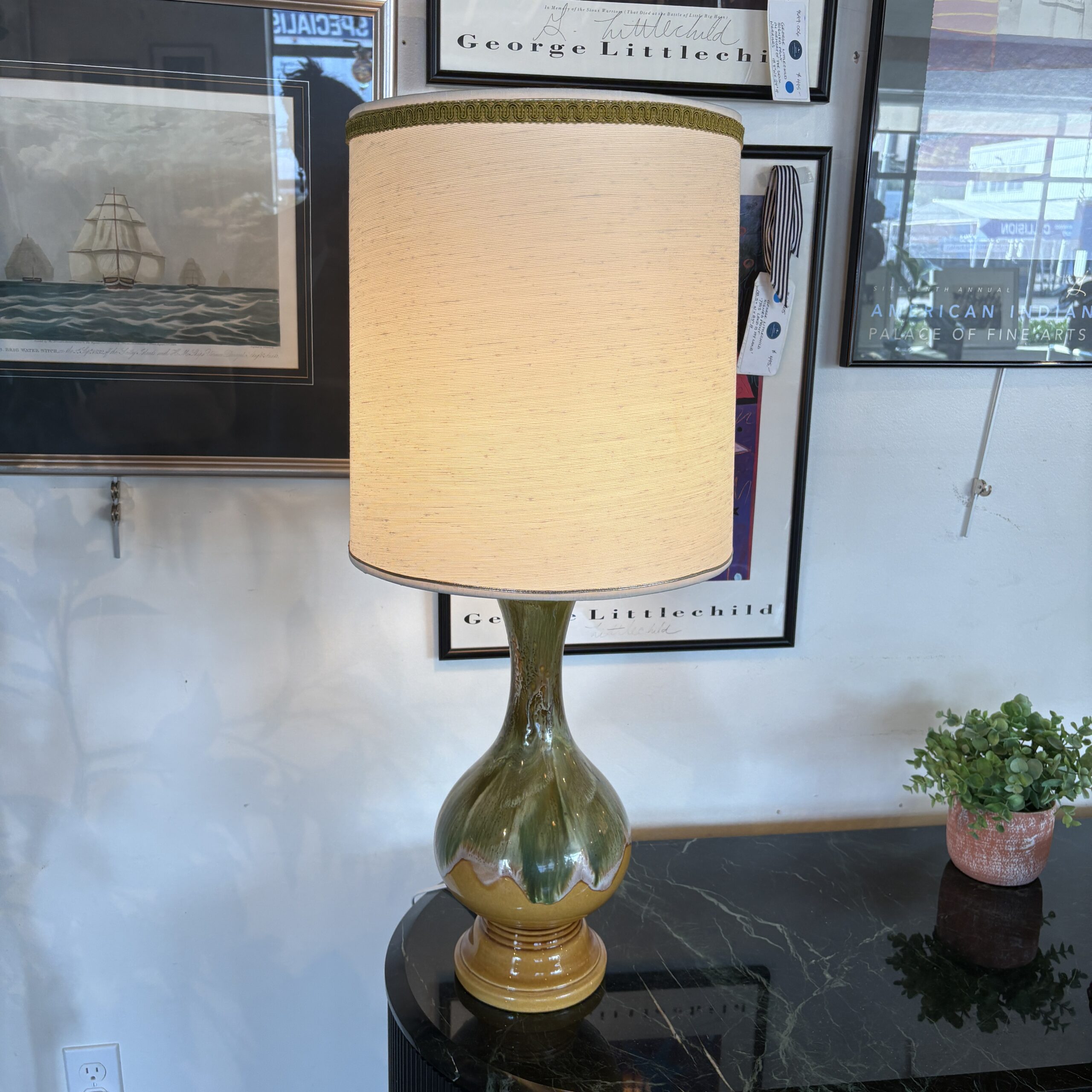Pair of MCM Drip Glazed Ceramic Table Lamps - Coast Consignment