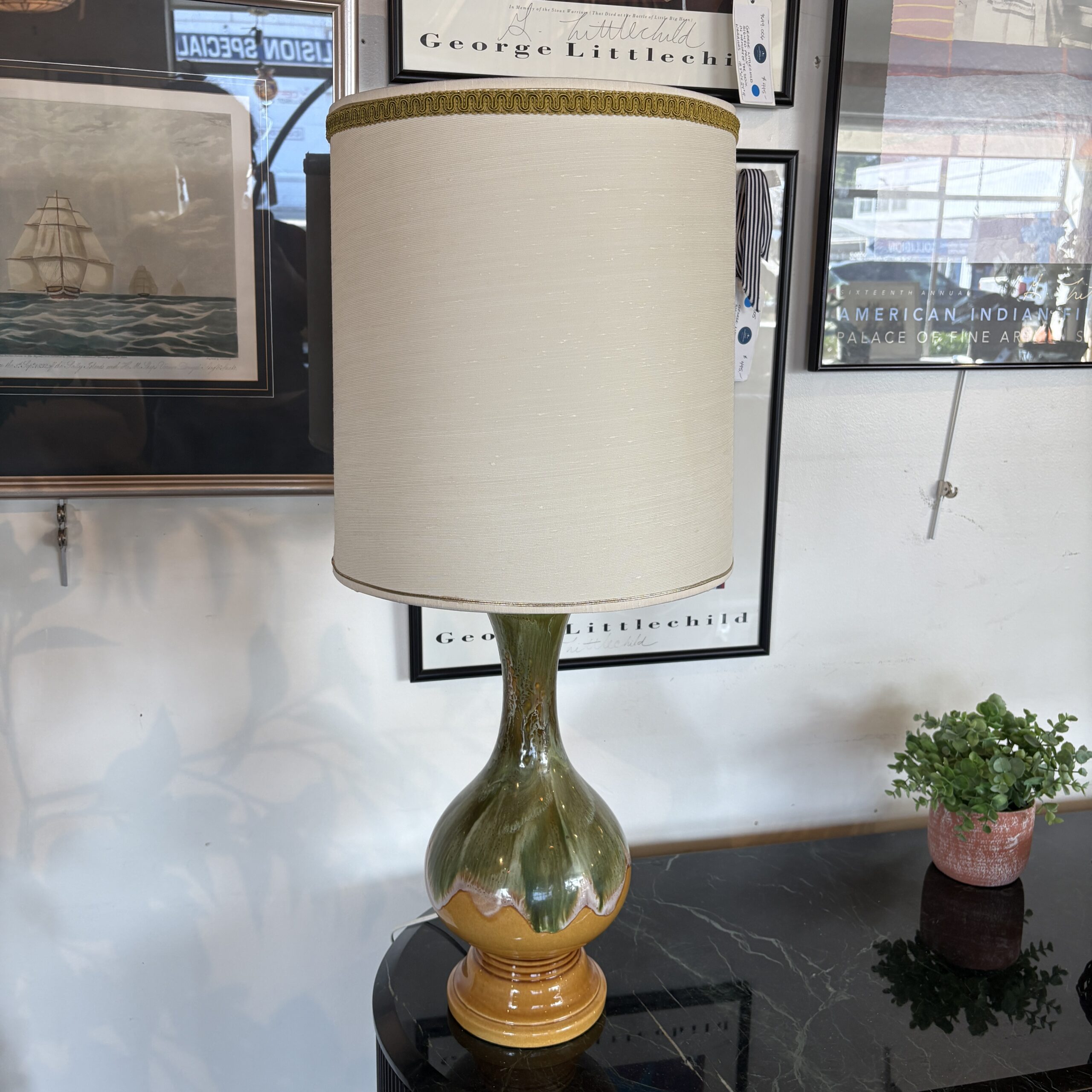 Pair of MCM Drip Glazed Ceramic Table Lamps - Coast Consignment