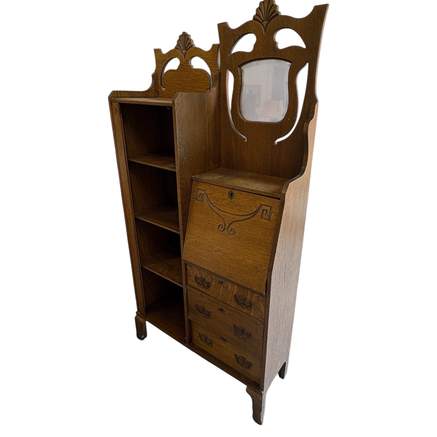 Antique Victorian Secrétaire Desk with Bookcase - Coast Consignment - image 1