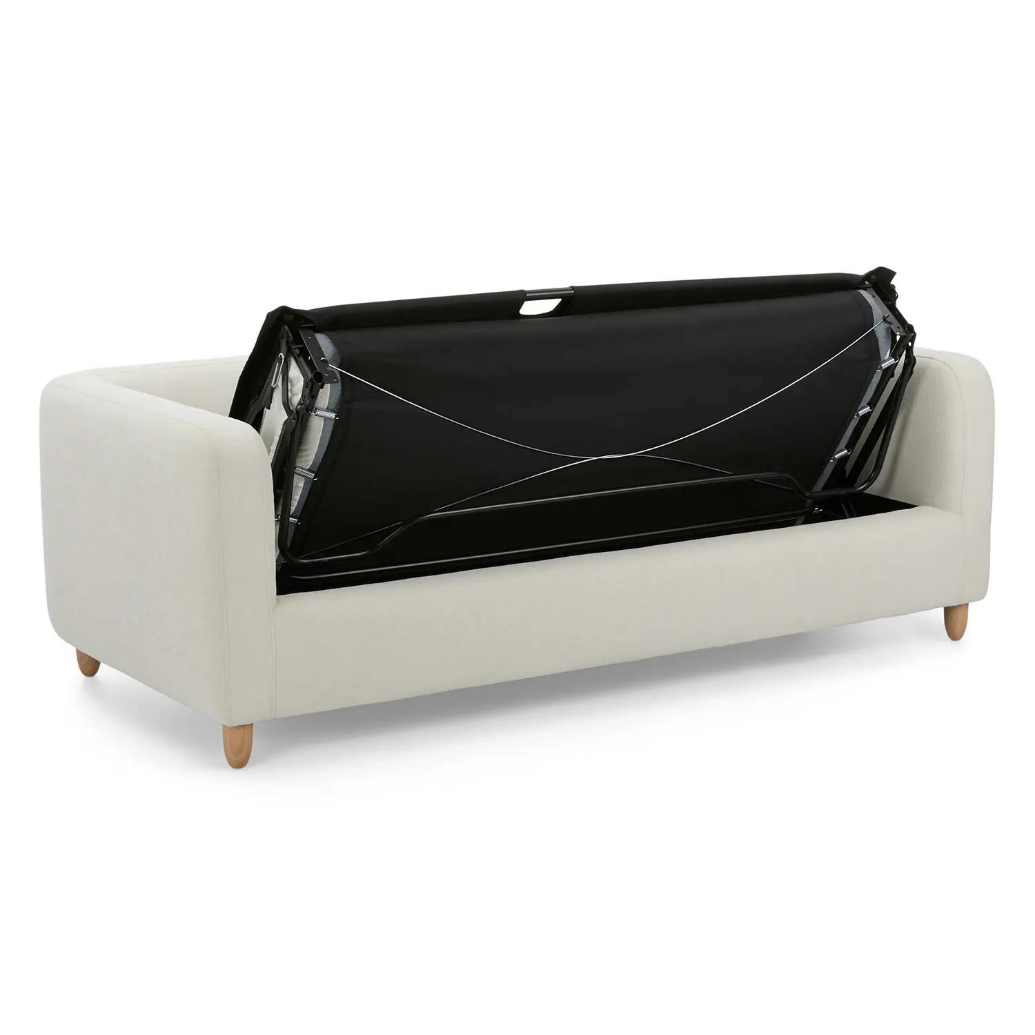 Natural Oak and Buckler Ivory 80" Sofa Bed