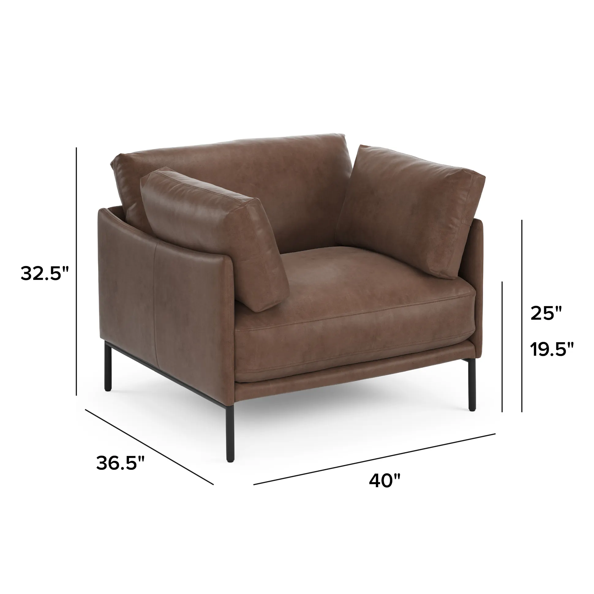 Charme Chocolate 40" Leather Lounge Chair - Coast Consignment