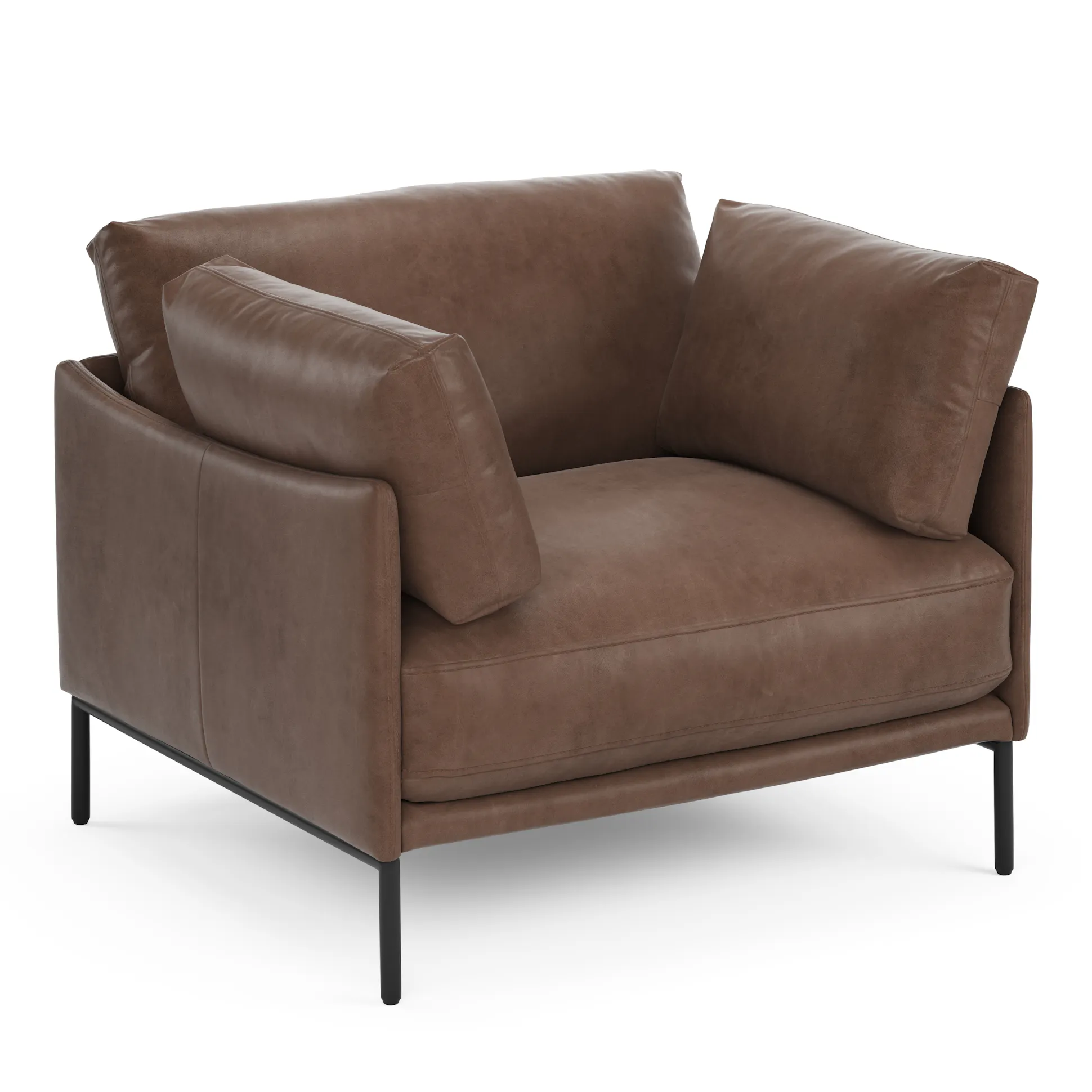 Charme Chocolate 40" Leather Lounge Chair - Coast Consignment - image 1