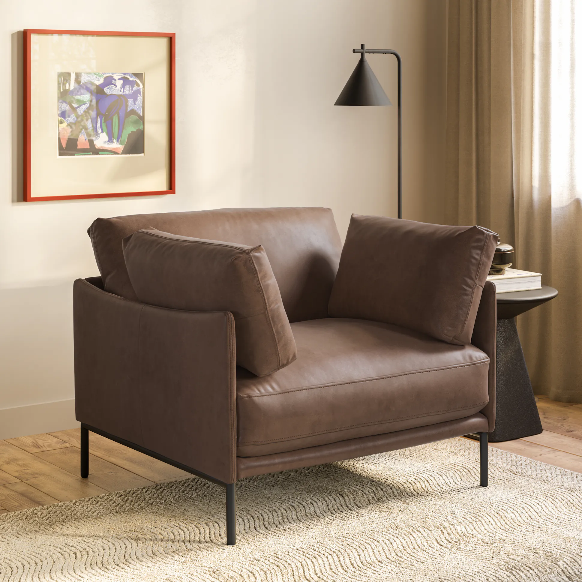 Charme Chocolate 40" Leather Lounge Chair - Coast Consignment