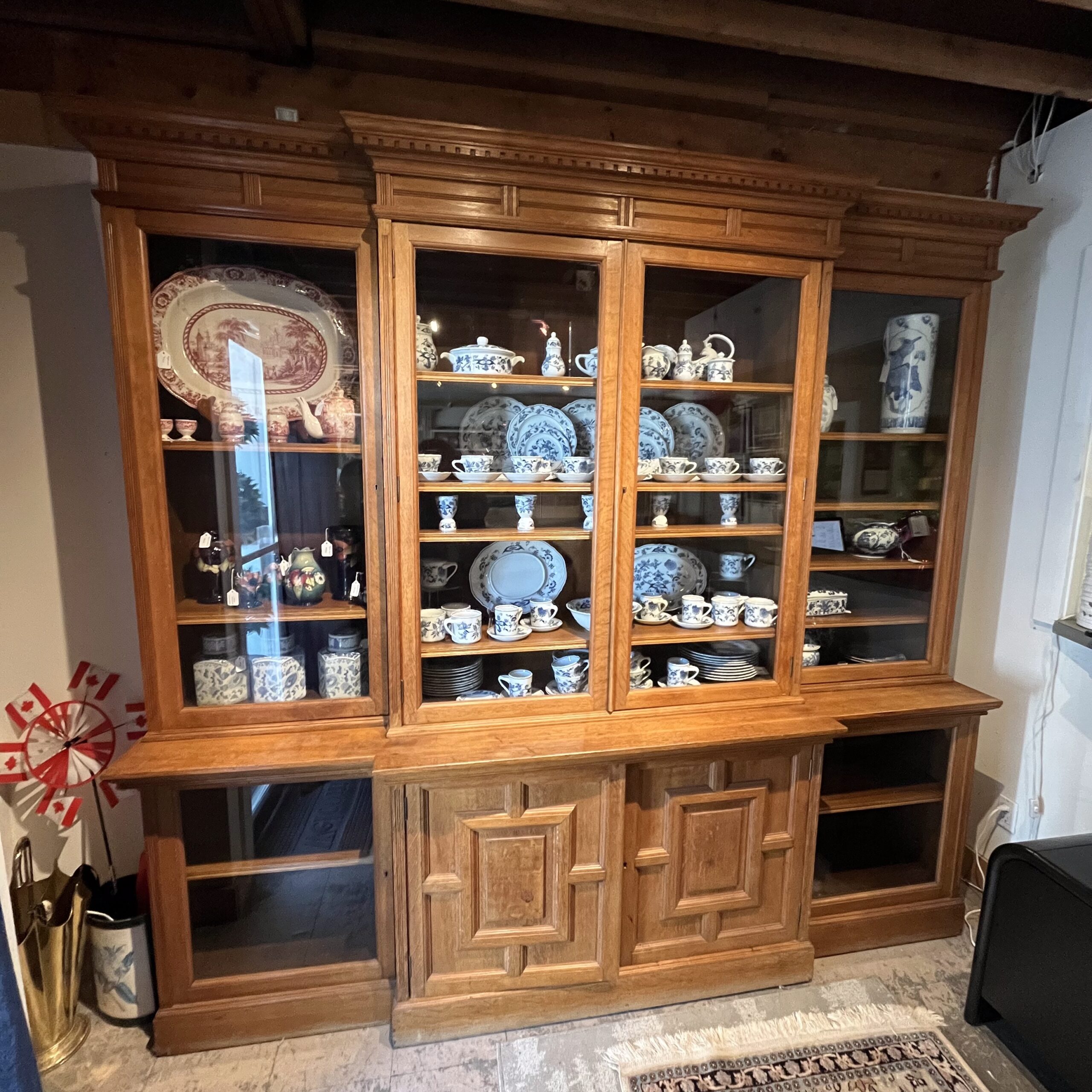 Large Oak Display Cabinet - Coast Consignment