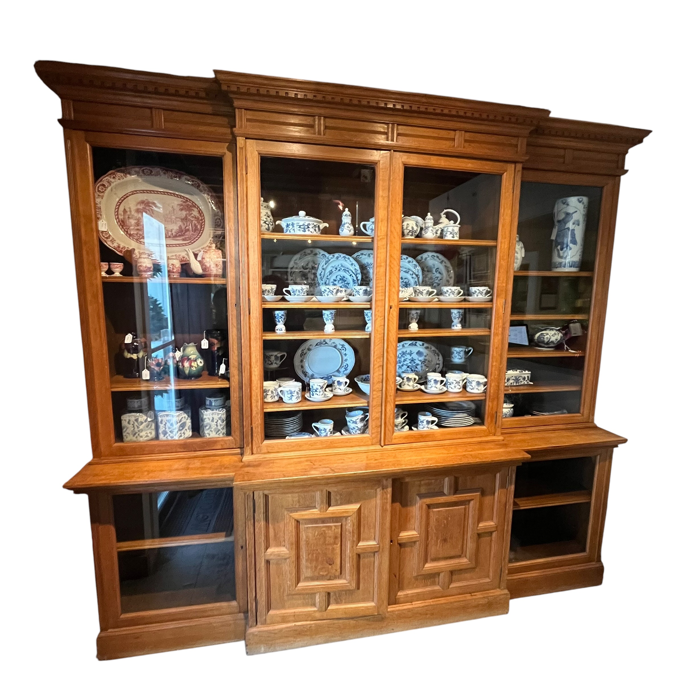 Large Oak Display Cabinet - Coast Consignment