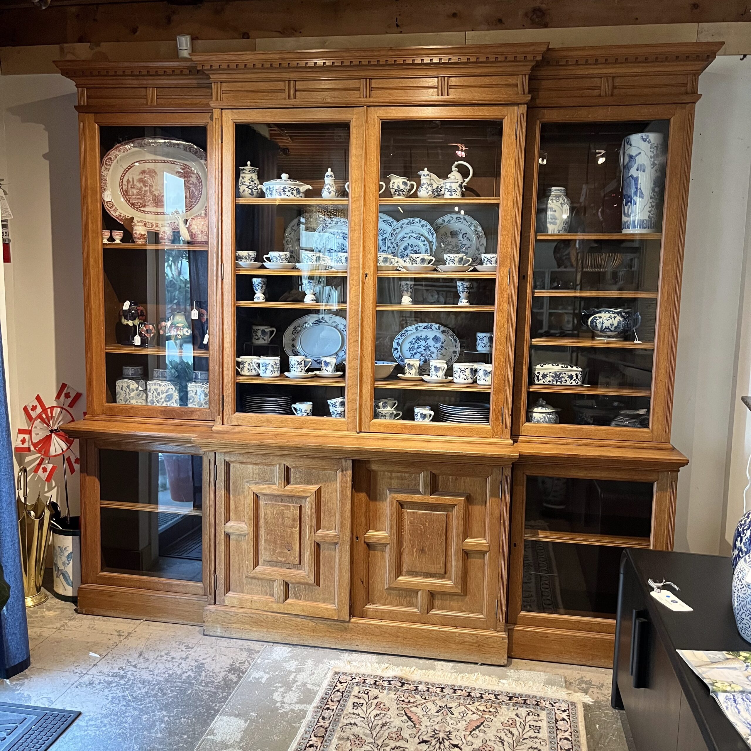 Large Oak Display Cabinet - Coast Consignment