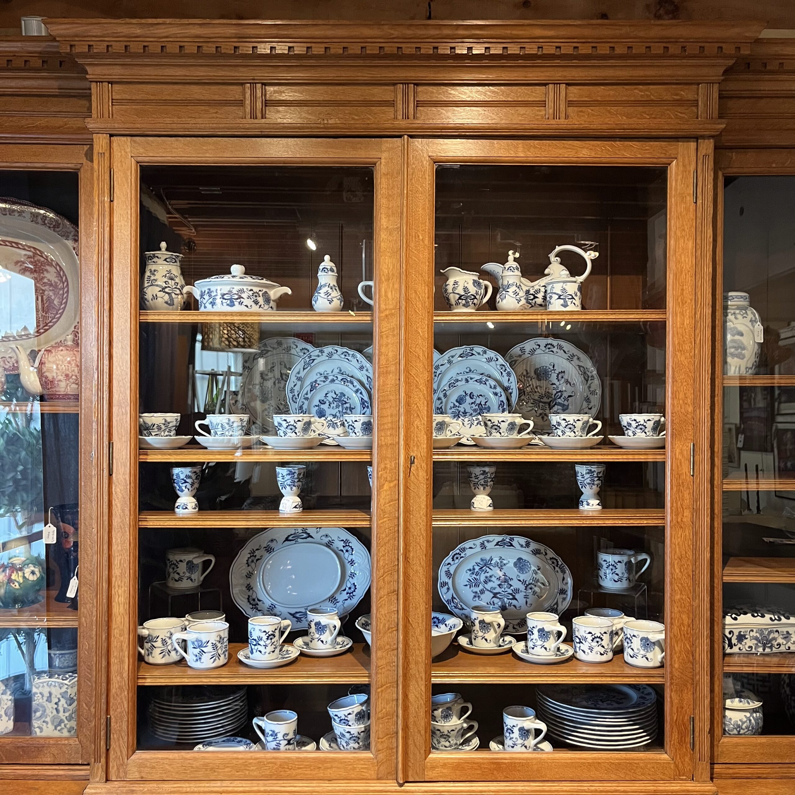 Large Oak Display Cabinet - Coast Consignment