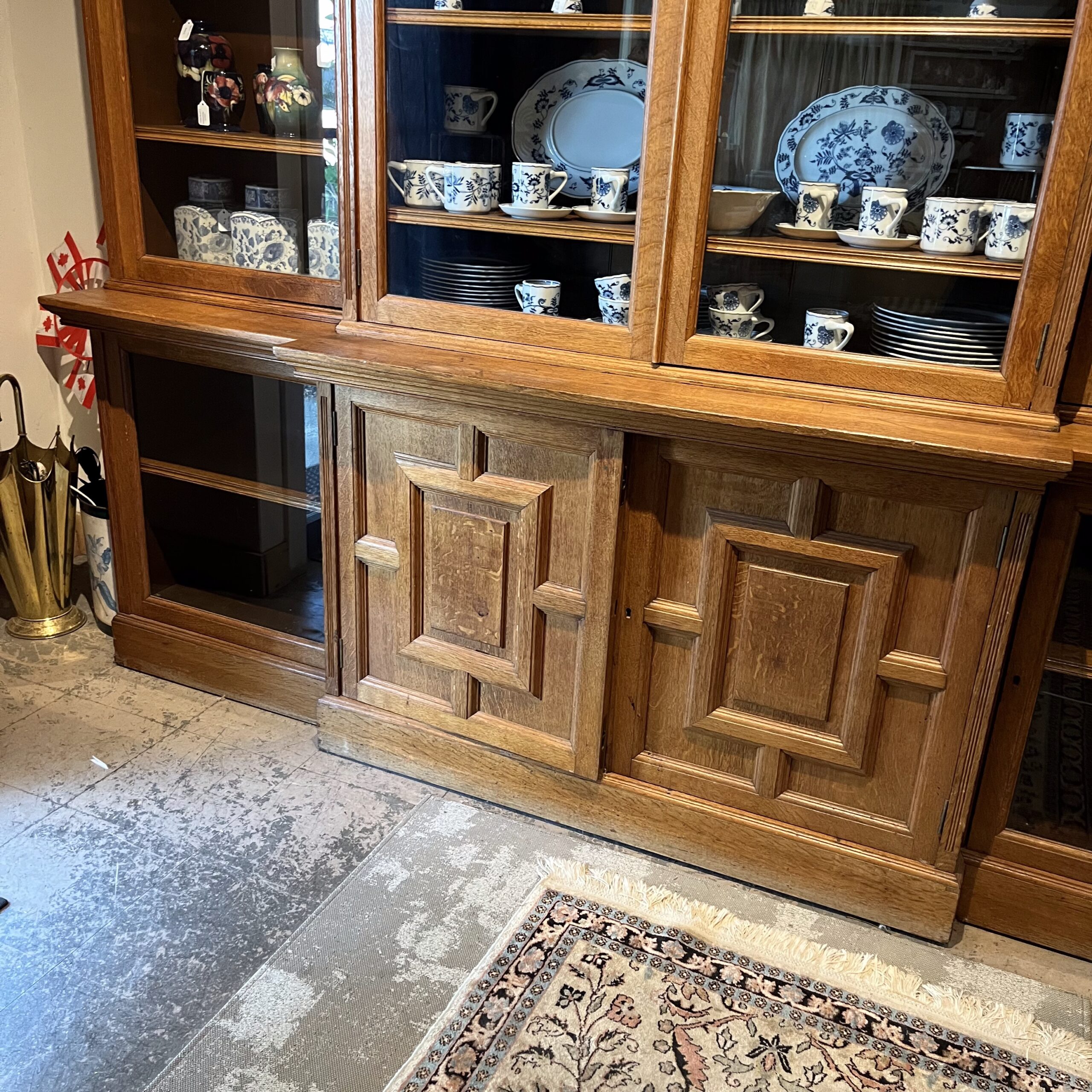Large Oak Display Cabinet - Coast Consignment