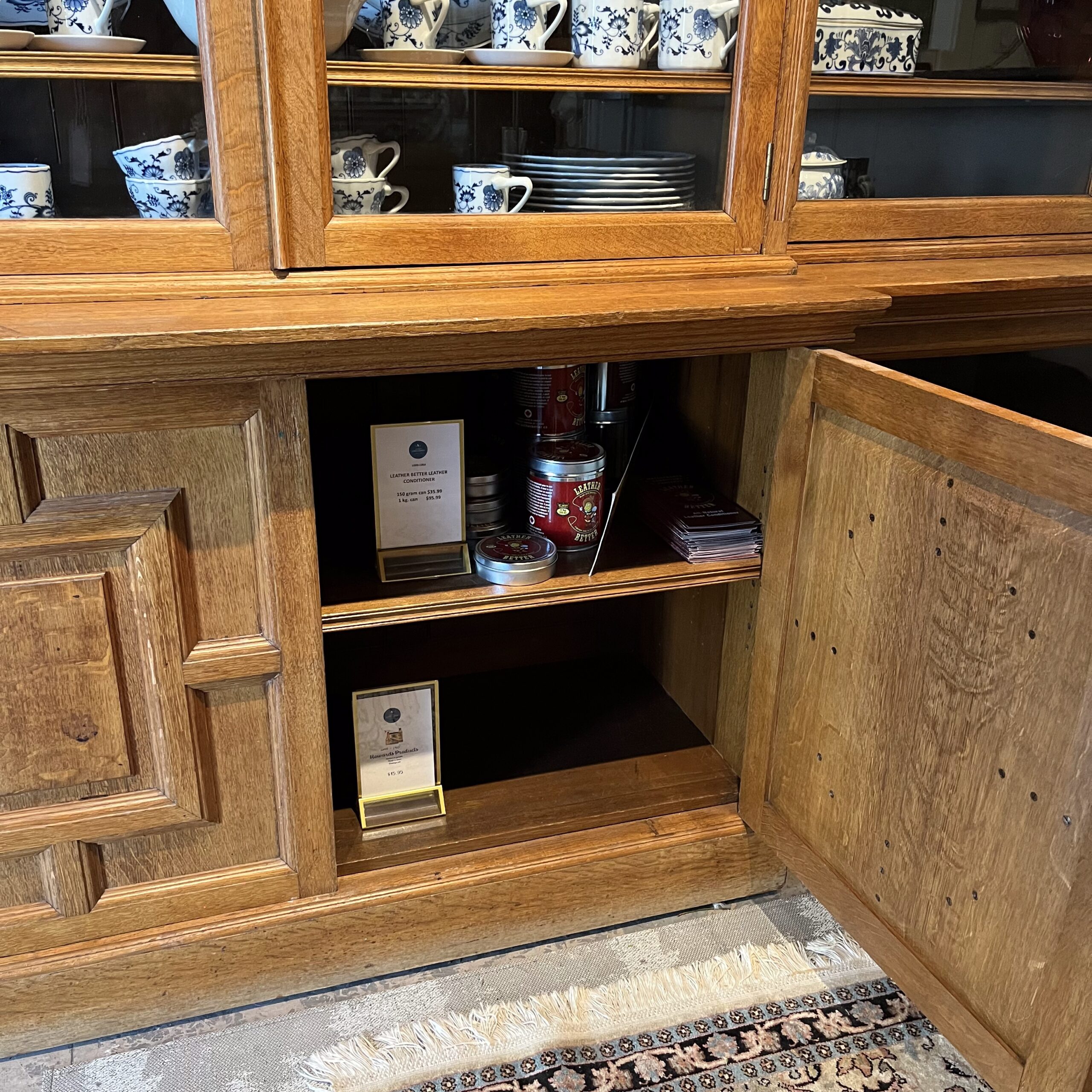 Large Oak Display Cabinet - Coast Consignment