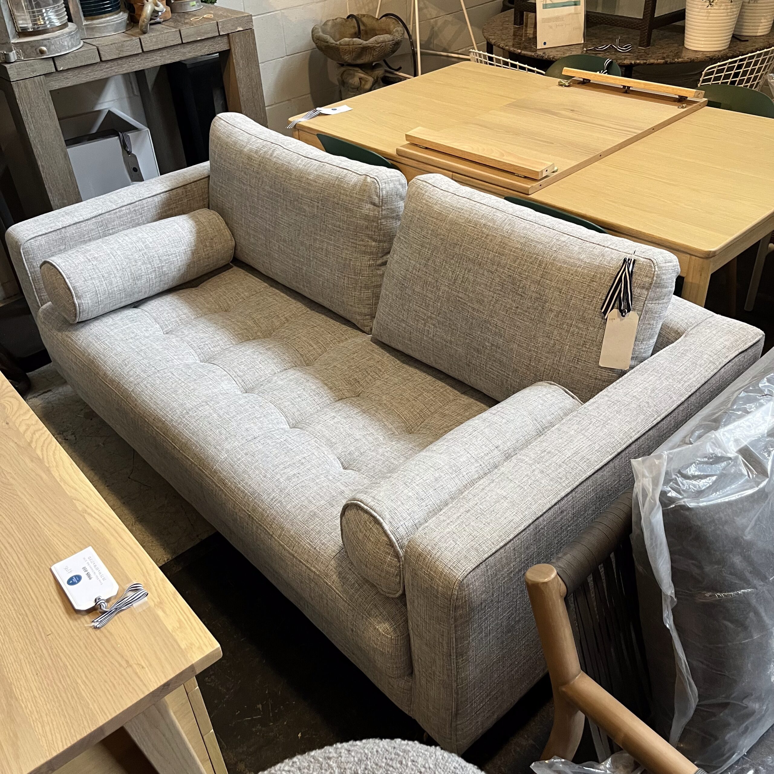 Stone Gray Tufted Loveseat - Coast Consignment