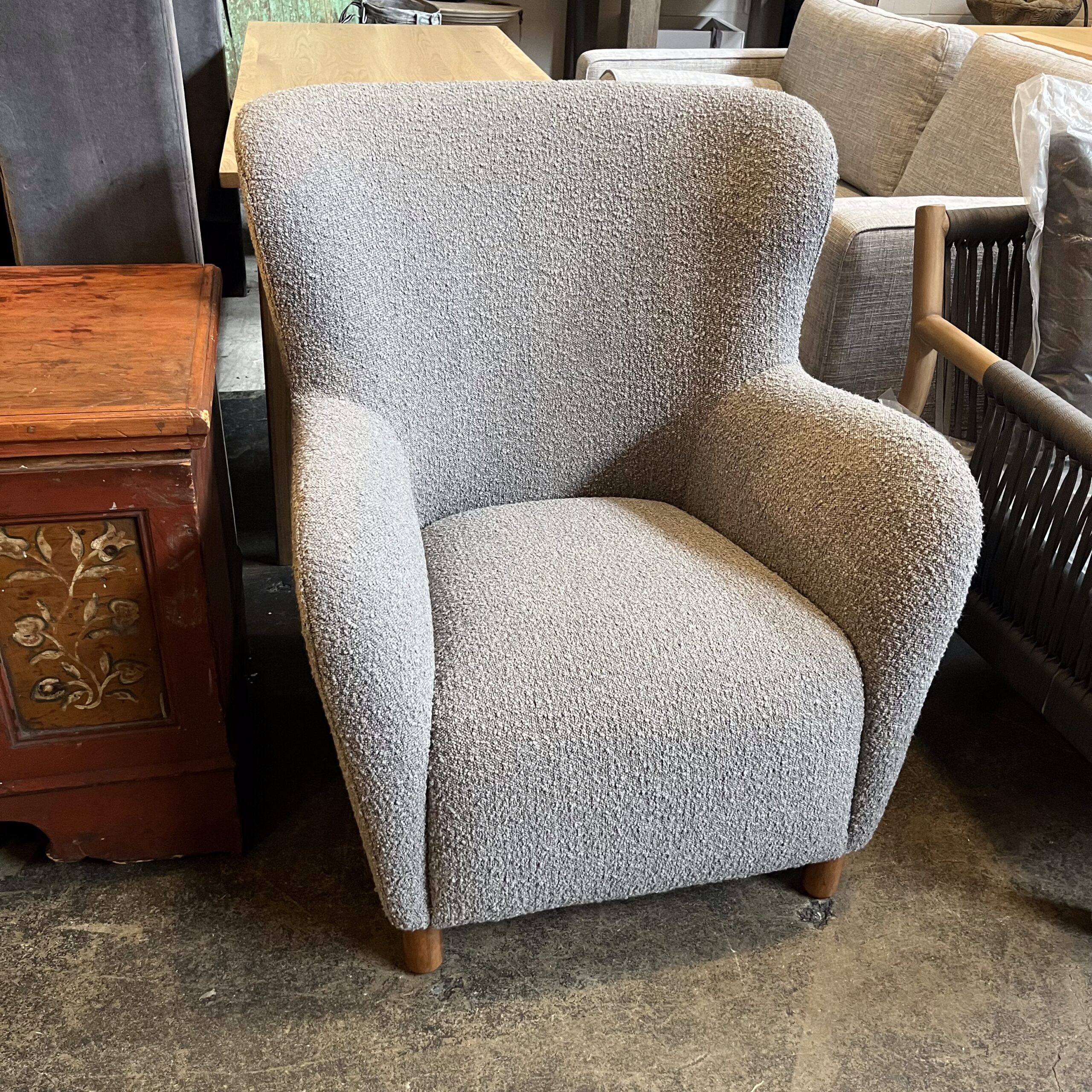 Bijou Gray Bouclé Lounge Chair - Coast Consignment