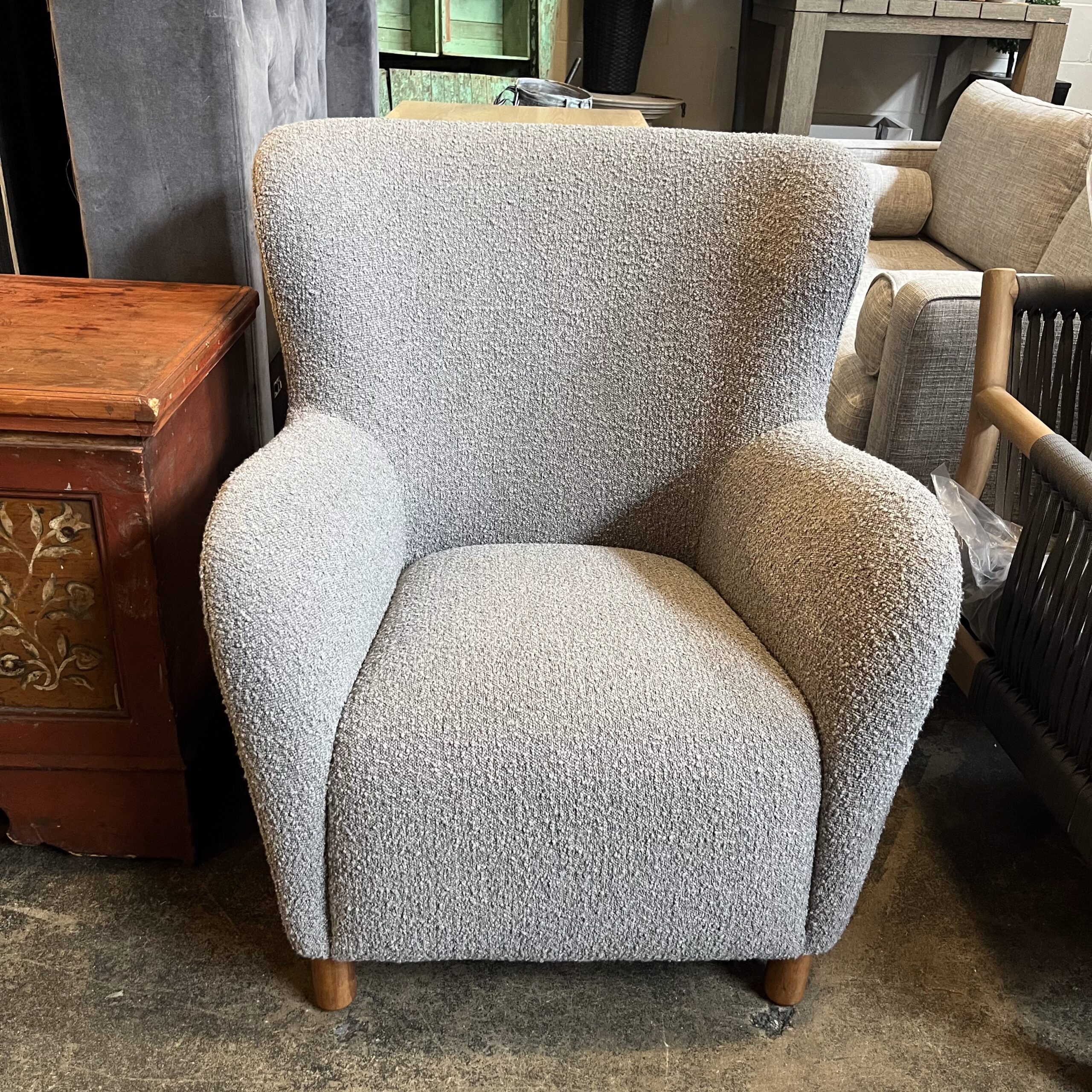 Bijou Gray Bouclé Lounge Chair - Coast Consignment