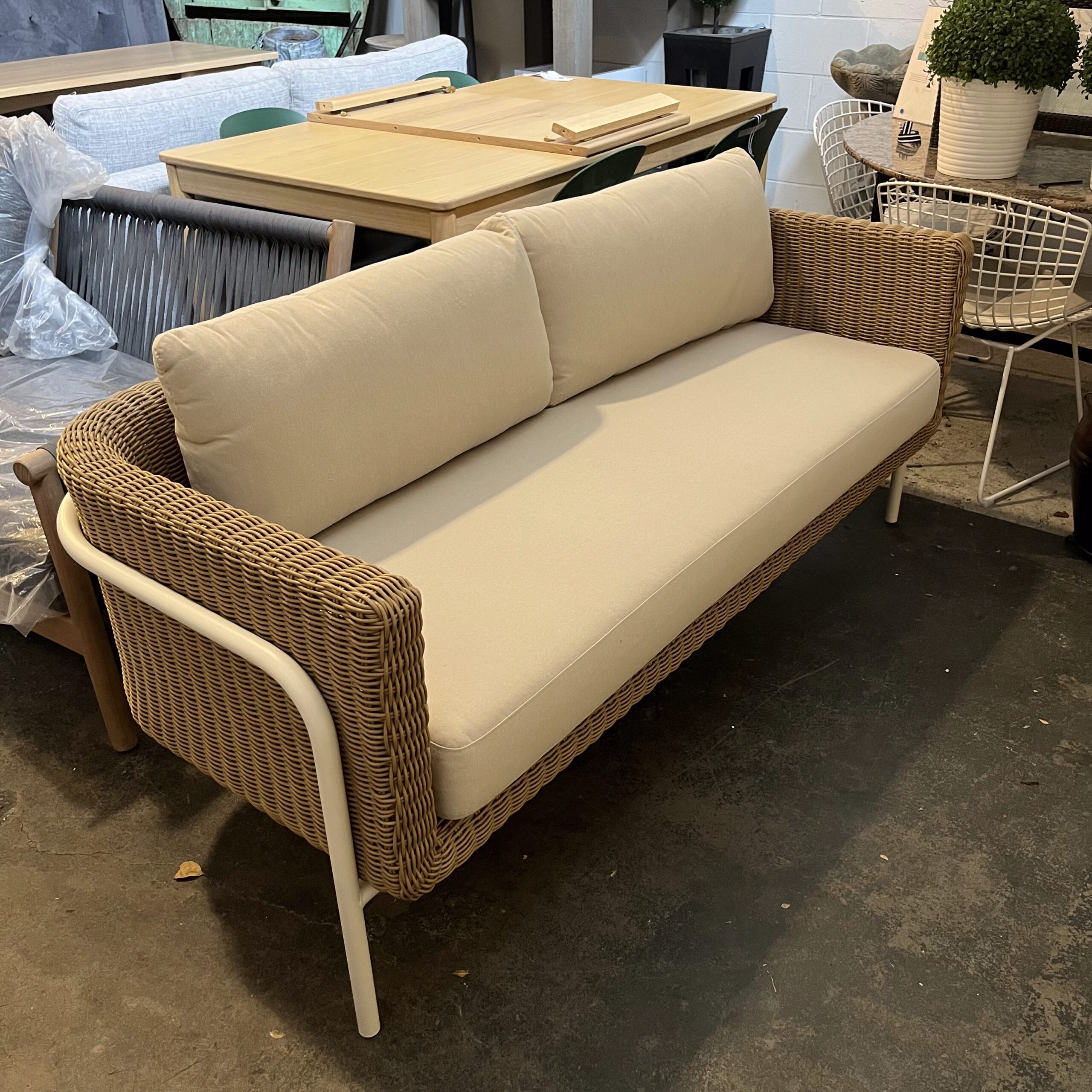 Dravite Ivory Outdoor Loveseat - Coast Consignment