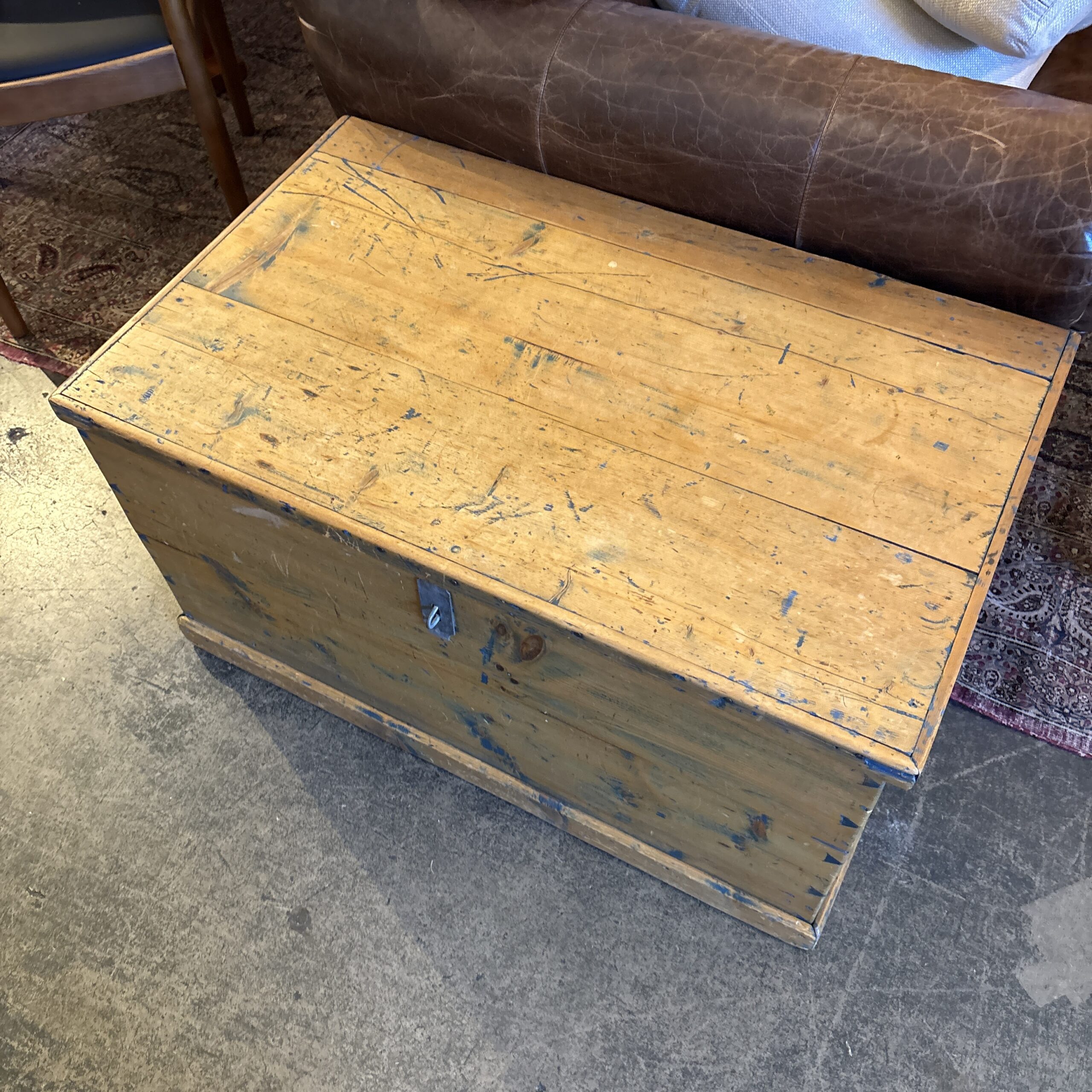 Antique Pine Blanket Box with Distressed Paint - Coast Consignment