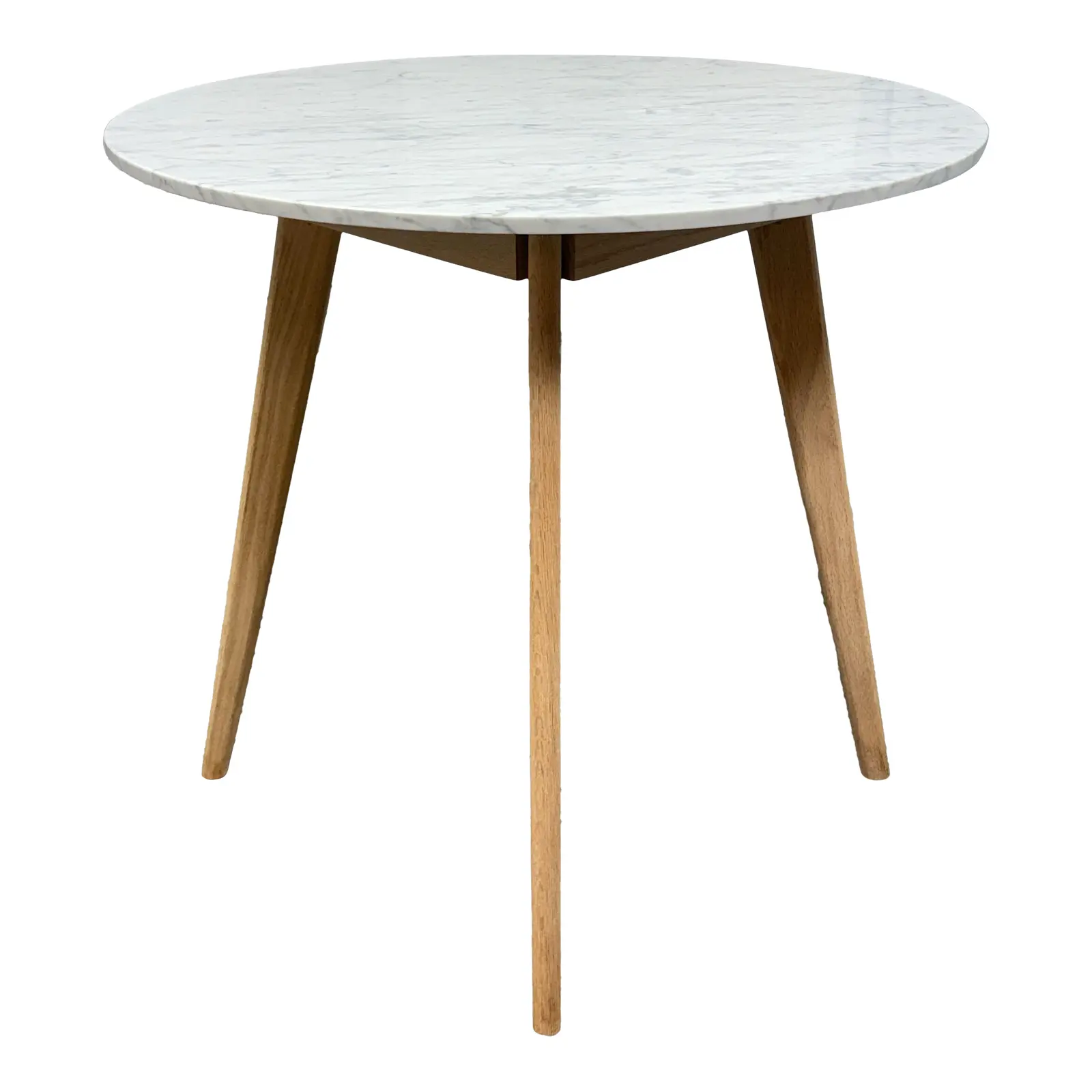 Round Oak Café Table with Marble Top - Coast Consignment - image 1