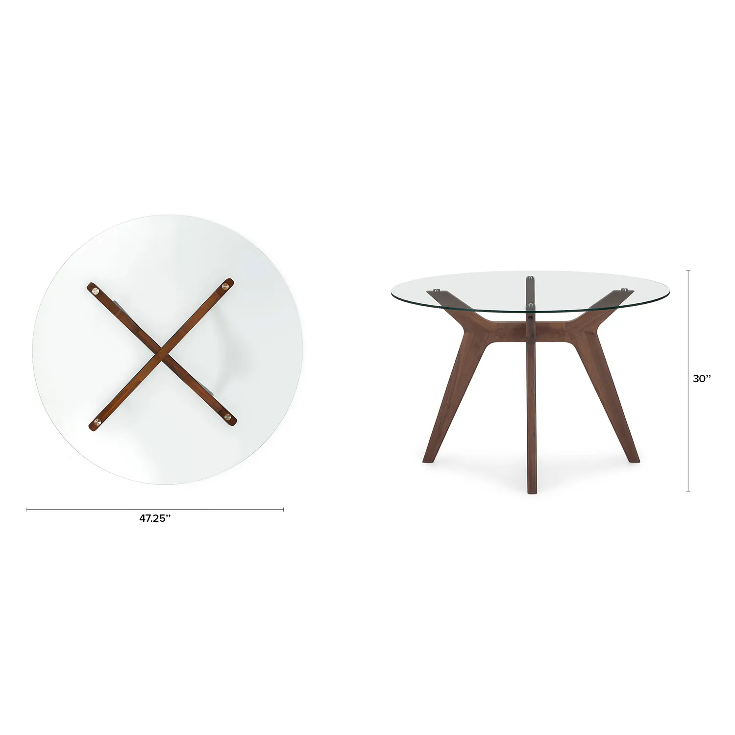 Glass Dining Table with Walnut Legs - Coast Consignment